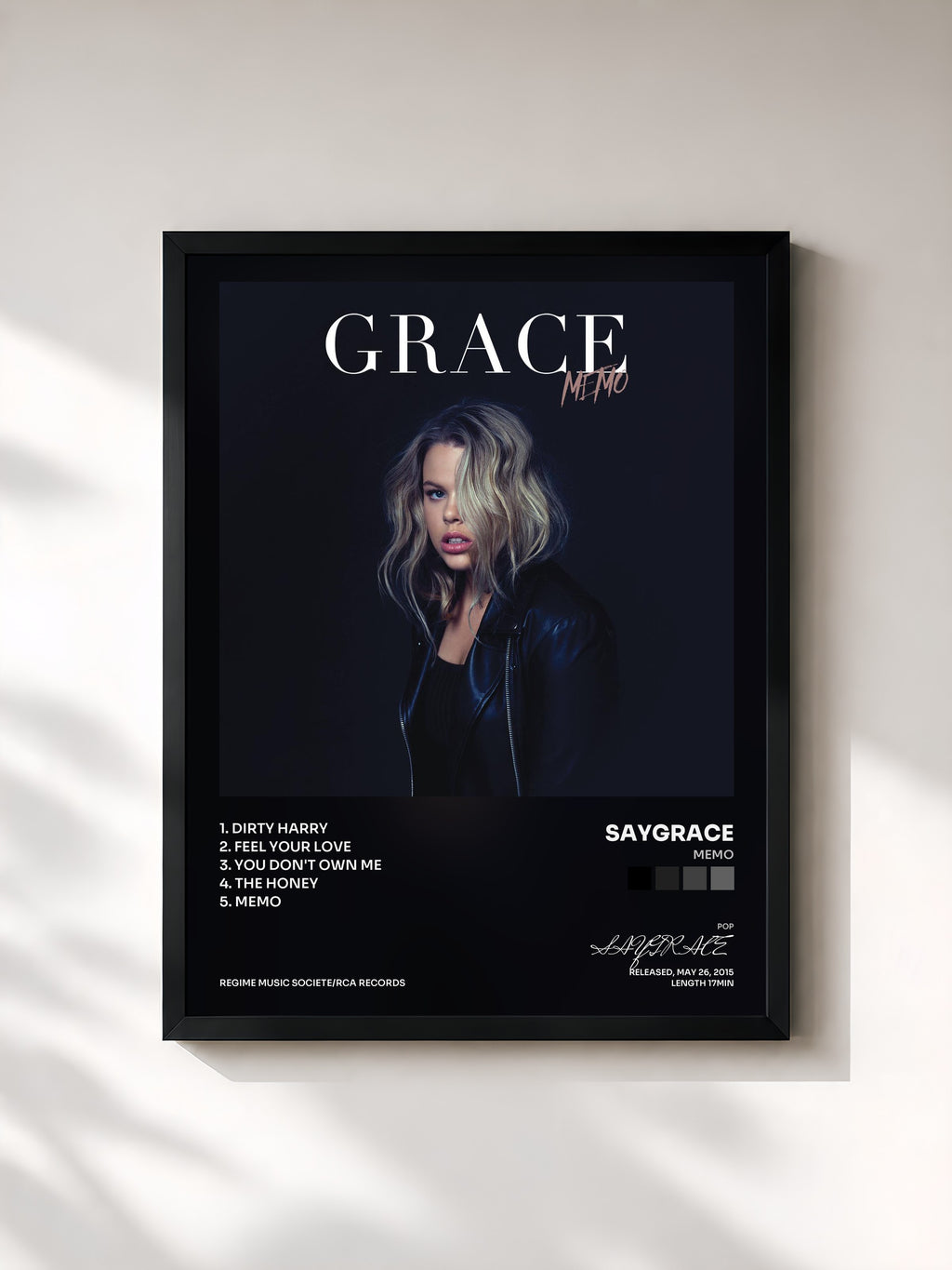 #noir Tableau de l'album Memo de SAYGRACE, cadre noir, imprimé et encadré en France
