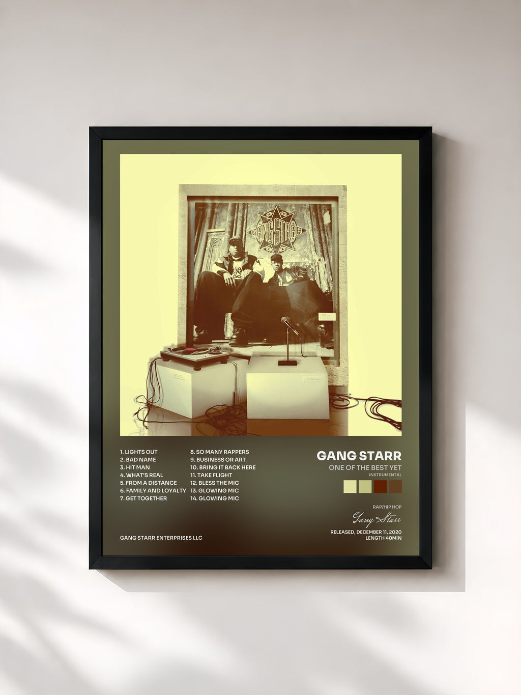 #noir Tableau de l'album One Of The Best Yet (Instrumental) de Gang Starr, cadre noir, imprimé et encadré en France