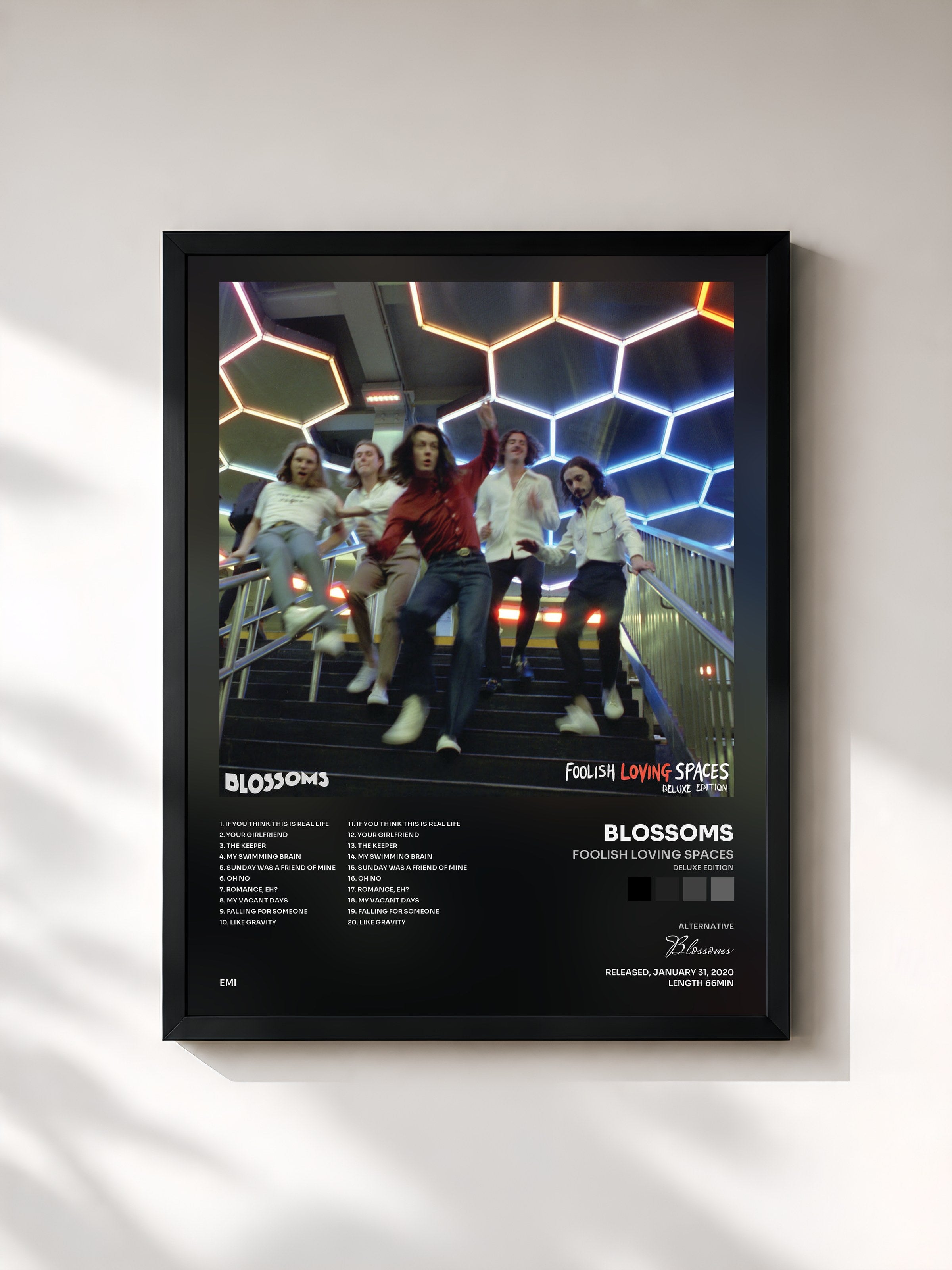 #noir Tableau de l'album Foolish Loving Spaces (Deluxe Edition) de Blossoms, cadre noir, imprimé et encadré en France