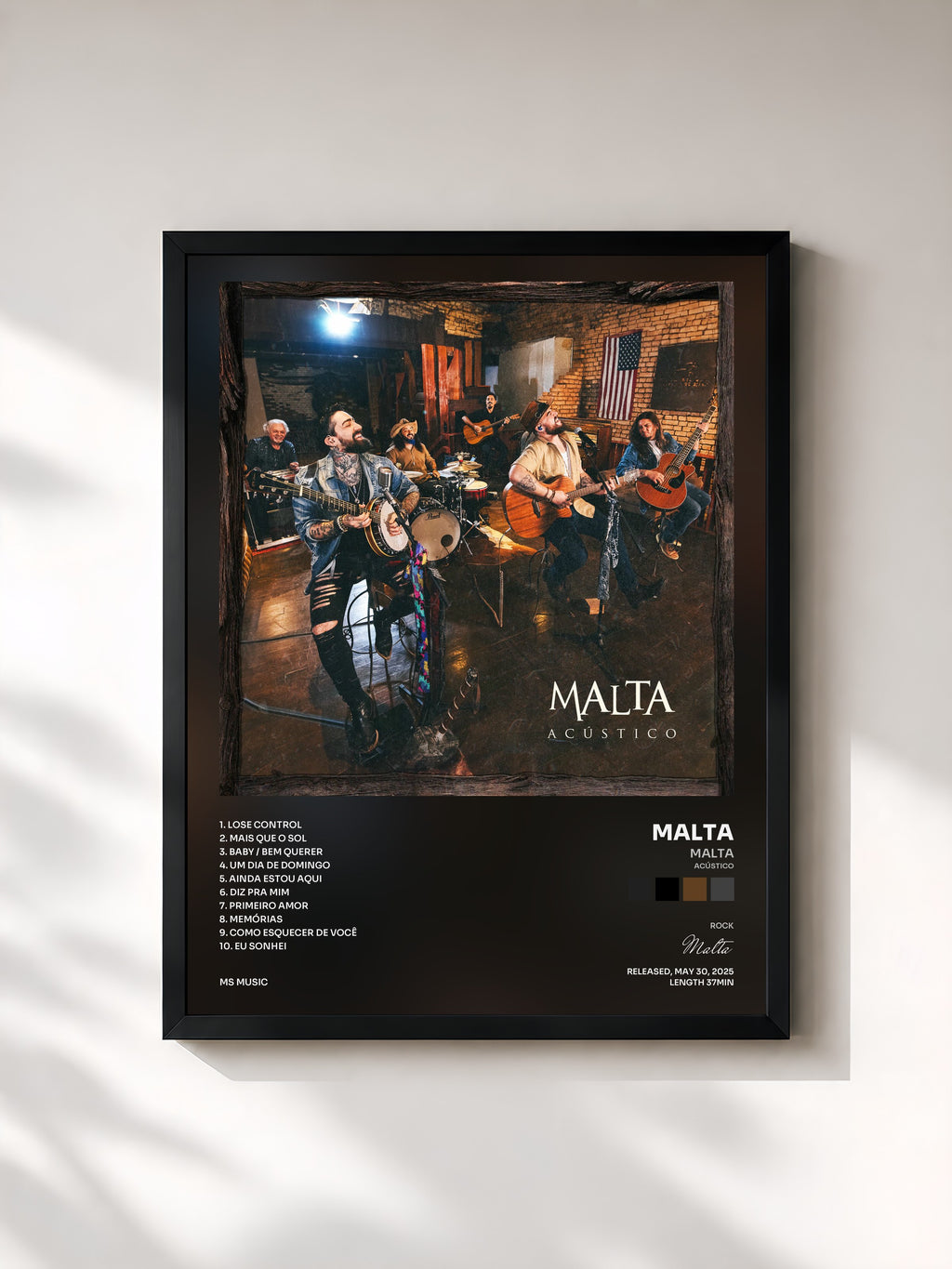 #noir Tableau de l'album Malta (Acústico) de Malta, cadre noir, imprimé et encadré en France