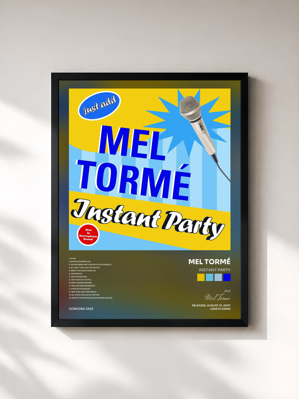 #noir Tableau de l'album Instant Party de Mel Tormé, cadre noir, imprimé et encadré en France