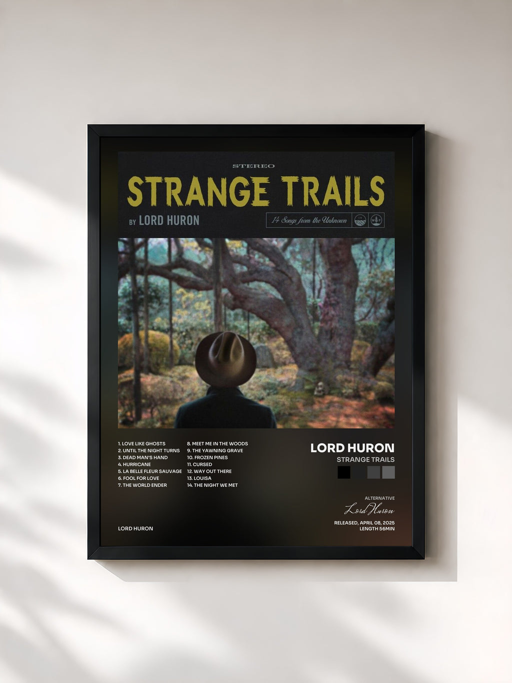 #noir Tableau de l'album Strange Trails de Lord Huron, cadre noir, imprimé et encadré en France