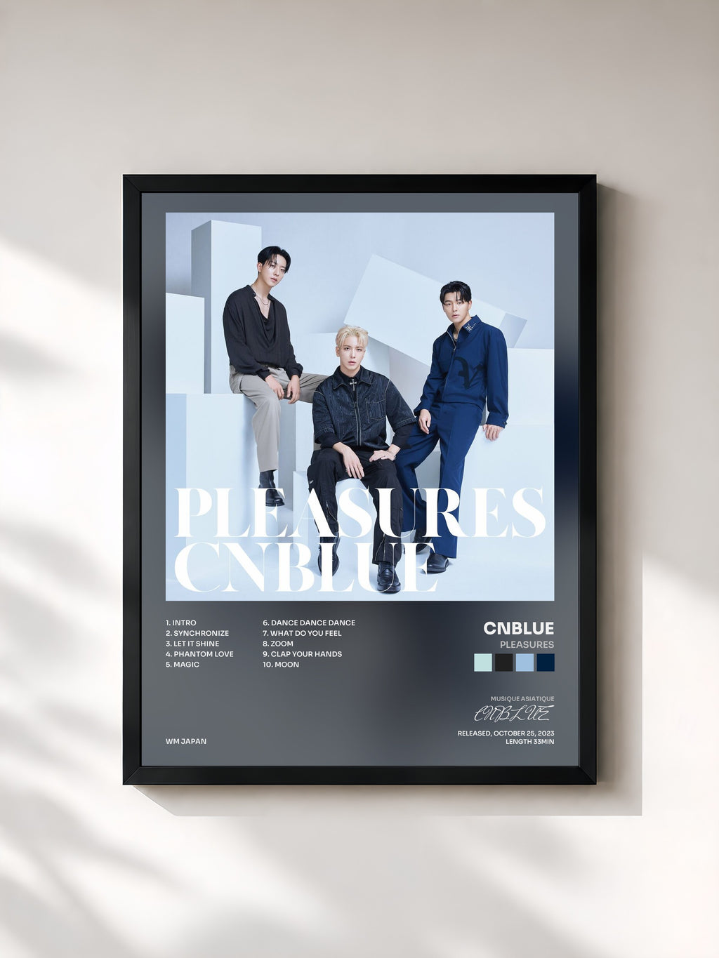 #noir Tableau de l'album PLEASURES de CNBLUE, cadre noir, imprimé et encadré en France