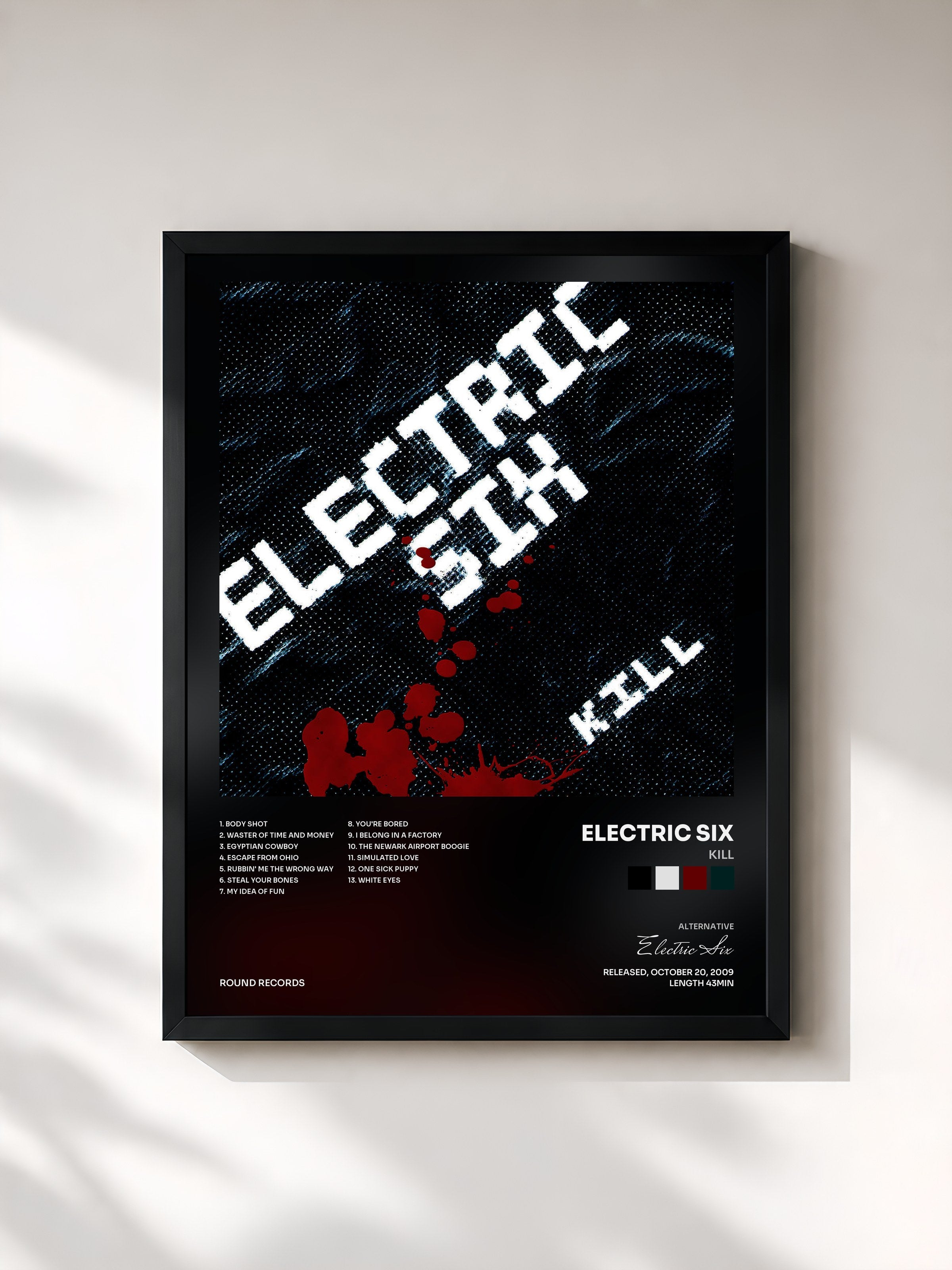 #noir Tableau de l'album Kill de Electric Six, cadre noir, imprimé et encadré en France