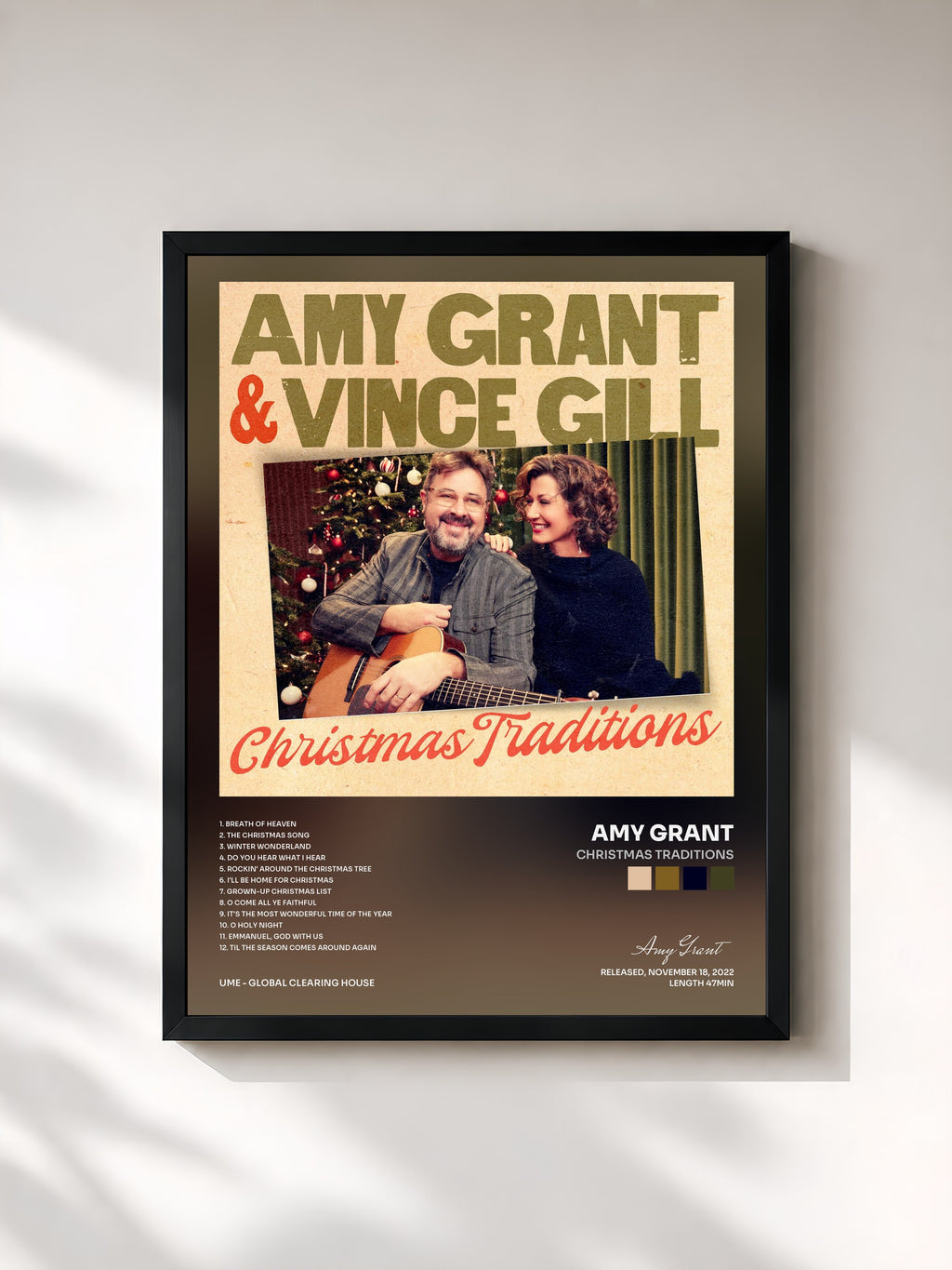 #noir Tableau de l'album Christmas Traditions de Amy Grant, cadre noir, imprimé et encadré en France