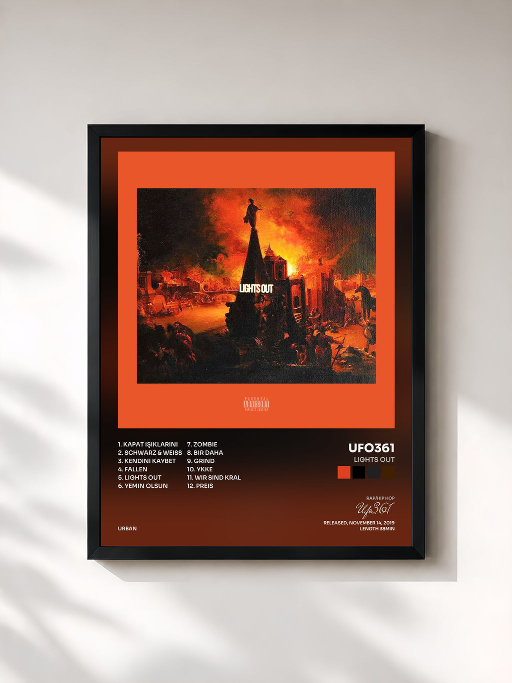#noir Tableau de l'album Lights Out de Ufo361, cadre noir, imprimé et encadré en France