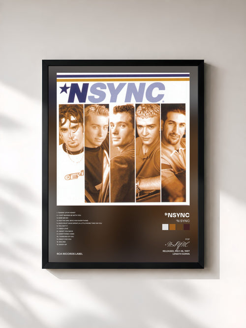 #noir Tableau de l'album 'N Sync de *NSYNC, cadre noir, imprimé et encadré en France