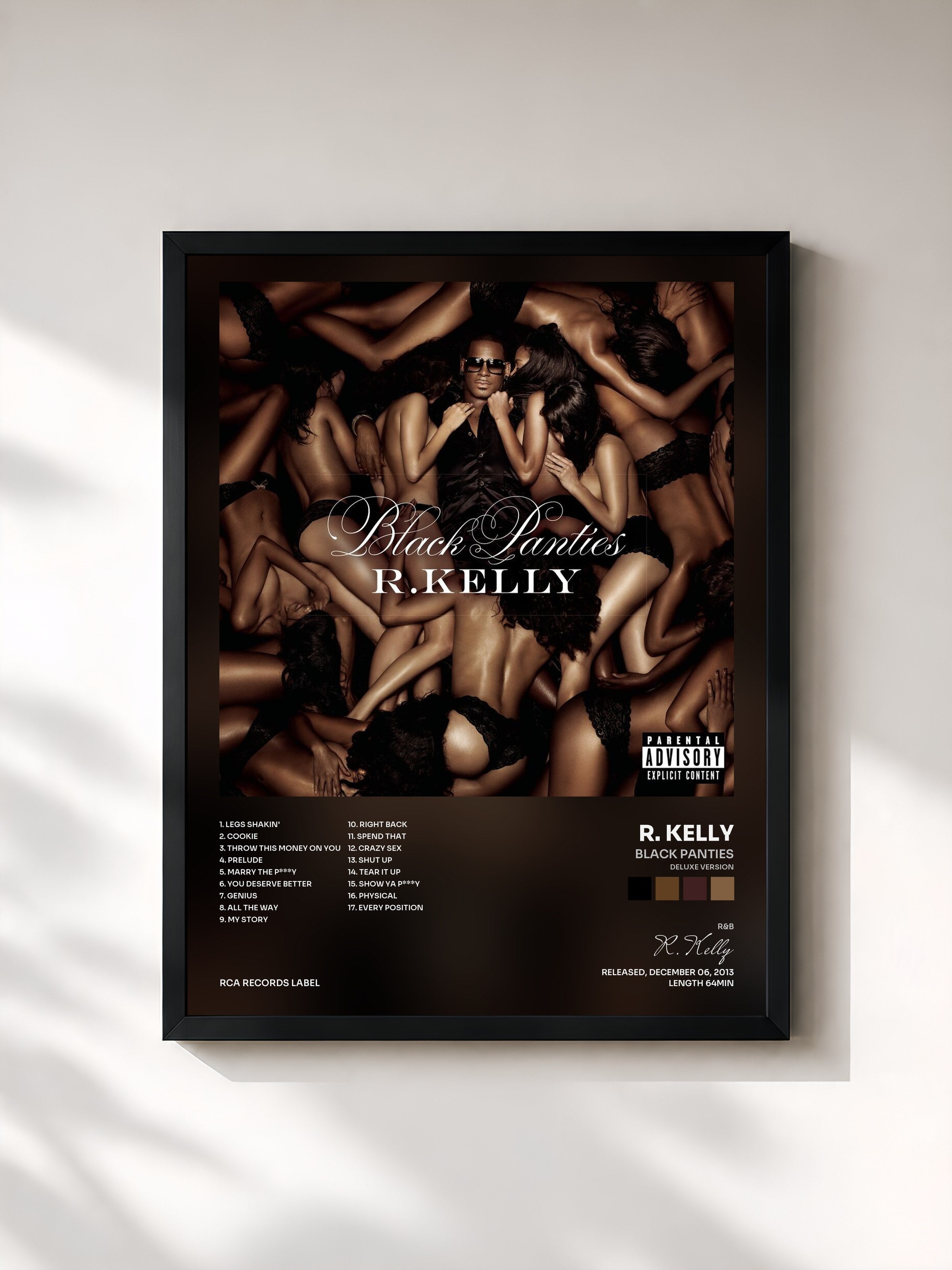 #noir Tableau de l'album Black Panties (Deluxe Version) de R. Kelly, cadre noir, imprimé et encadré en France