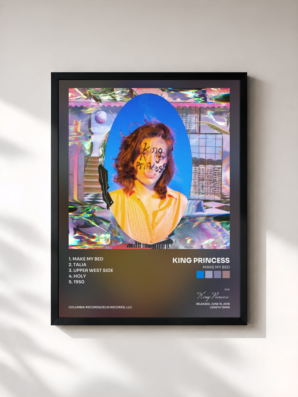 #noir Tableau de l'album Make My Bed de King Princess, cadre noir, imprimé et encadré en France