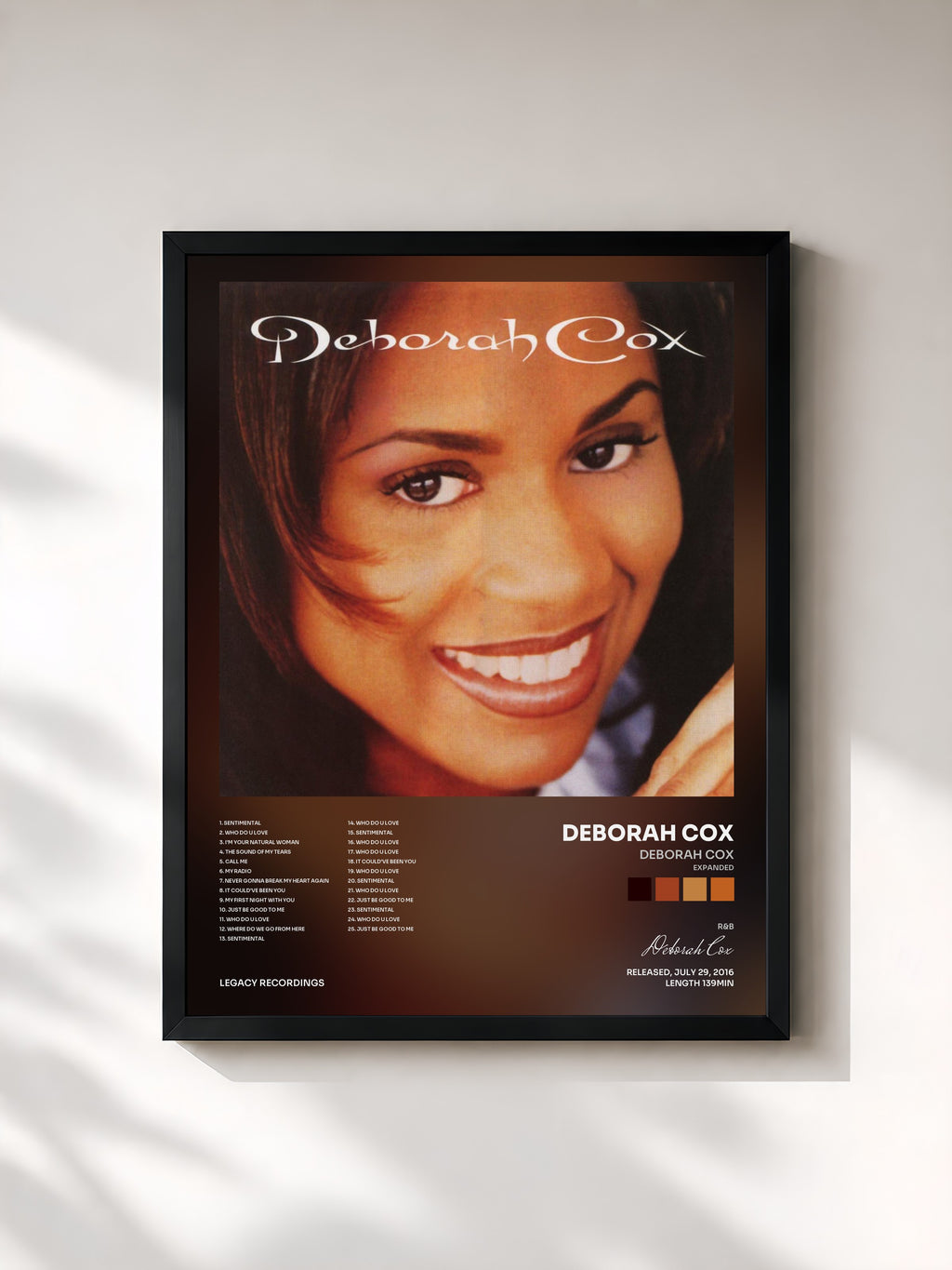 #noir Tableau de l'album Deborah Cox (Expanded) de Deborah Cox, cadre noir, imprimé et encadré en France