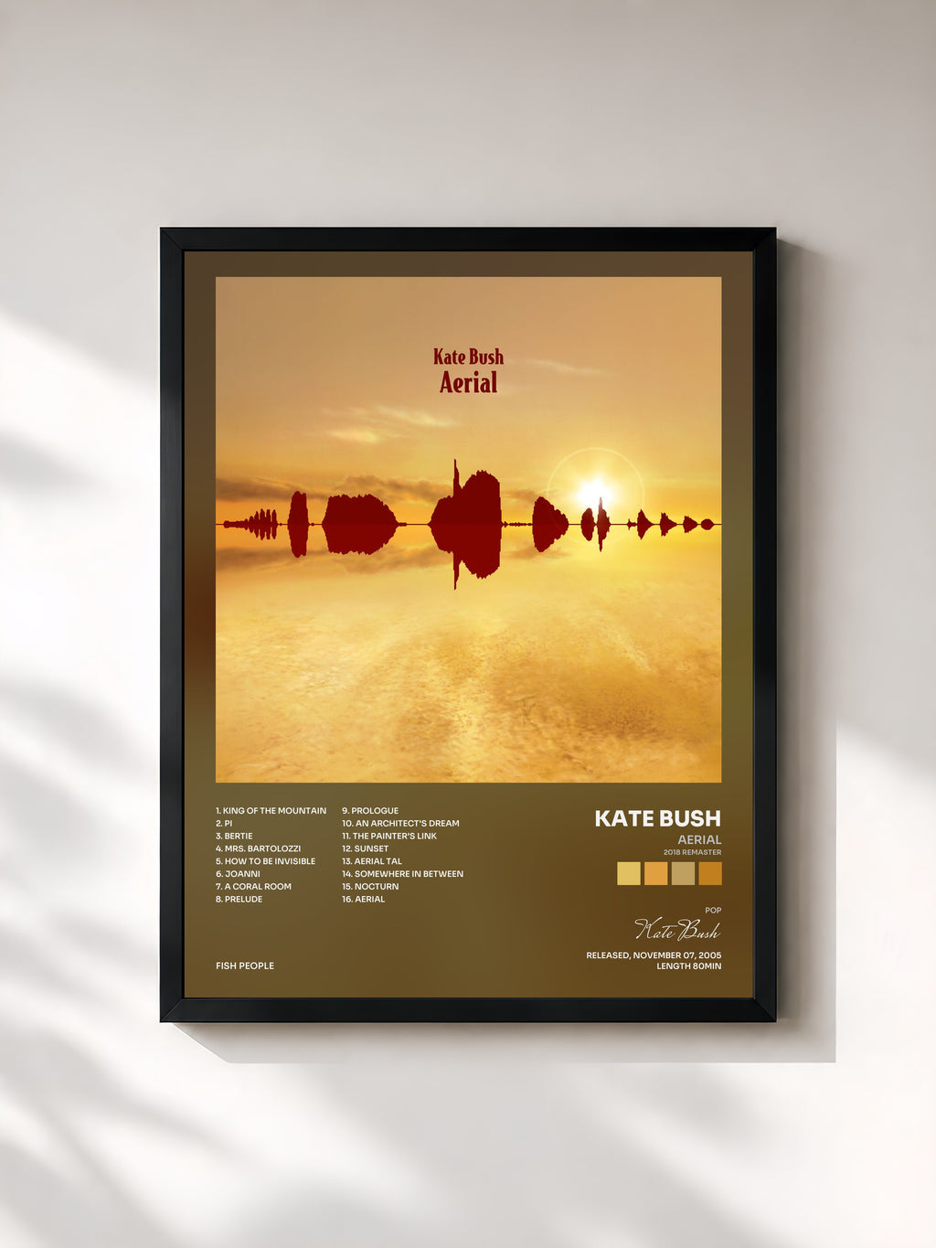 #noir Tableau de l'album Aerial (2018 Remaster) de Kate Bush, cadre noir, imprimé et encadré en France
