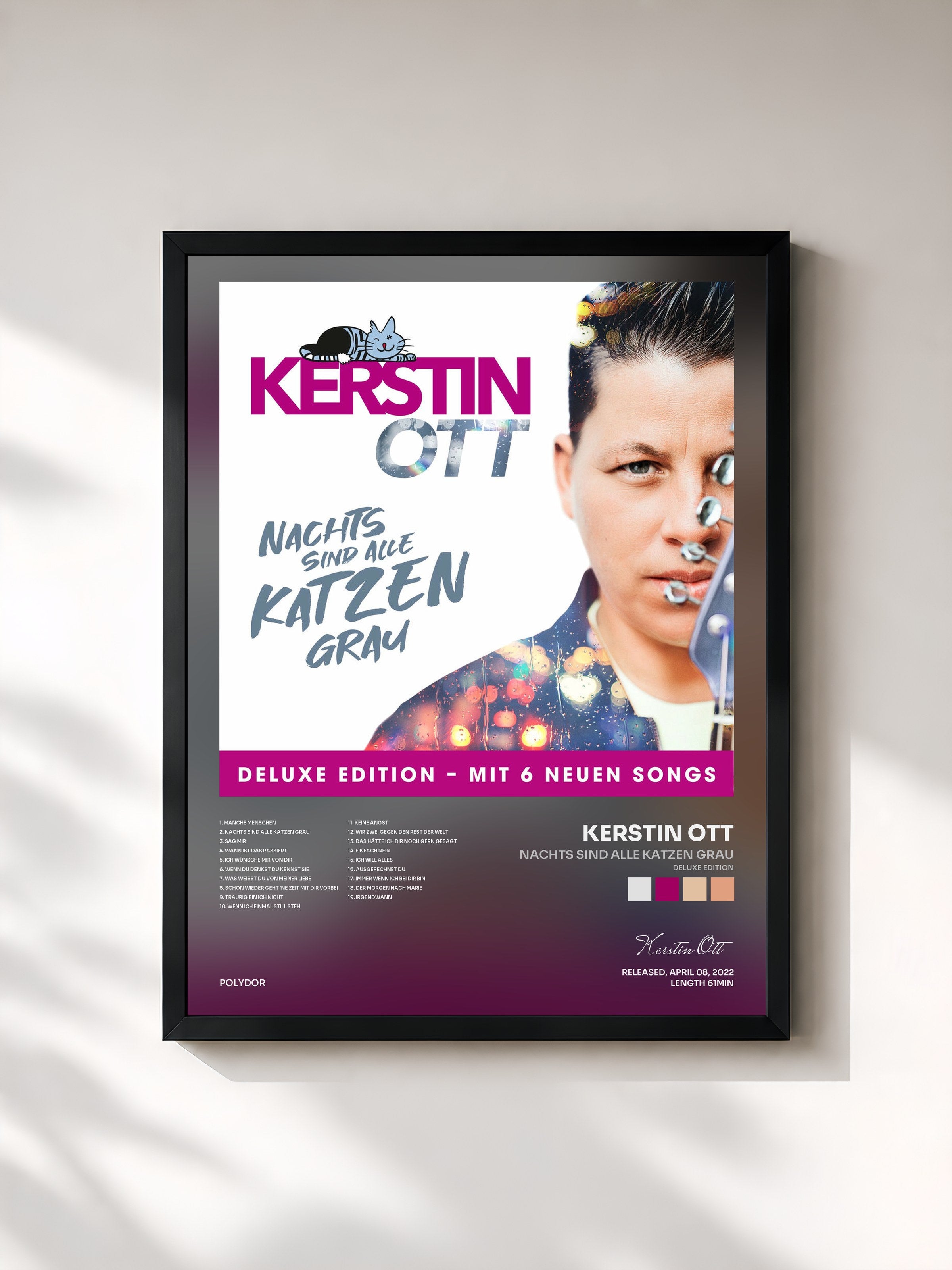 #noir Tableau de l'album Nachts sind alle Katzen grau (Deluxe Edition) de Kerstin Ott, cadre noir, imprimé et encadré en France