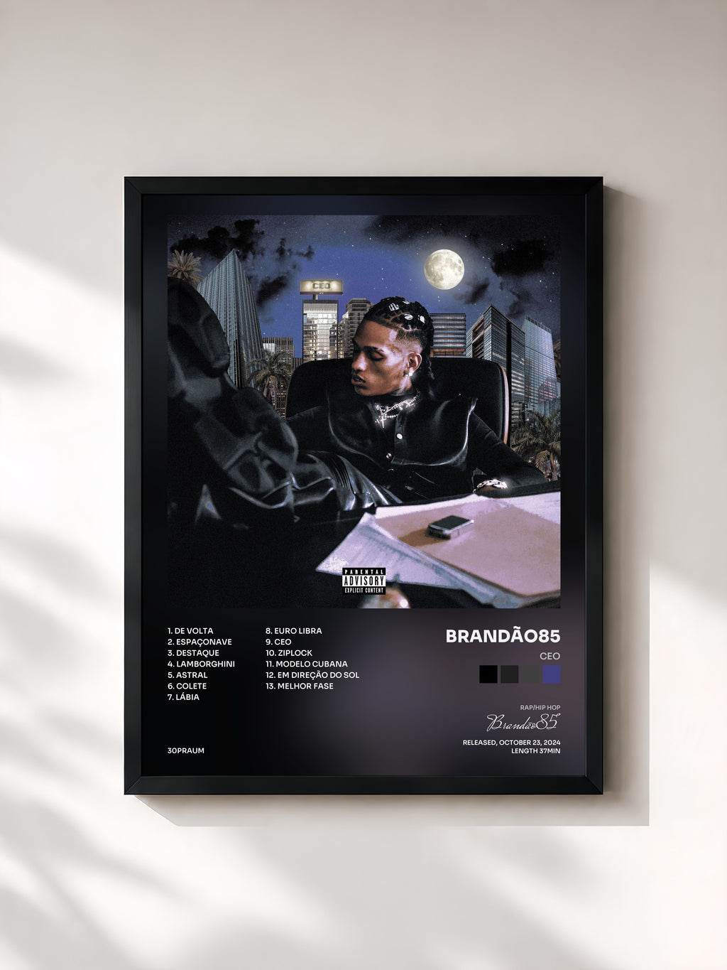 #noir Tableau de l'album CEO de Brandão85, cadre noir, imprimé et encadré en France
