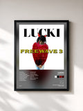 #noir Tableau de l'album Freewave 3 de Lucki, cadre noir, imprimé et encadré en France