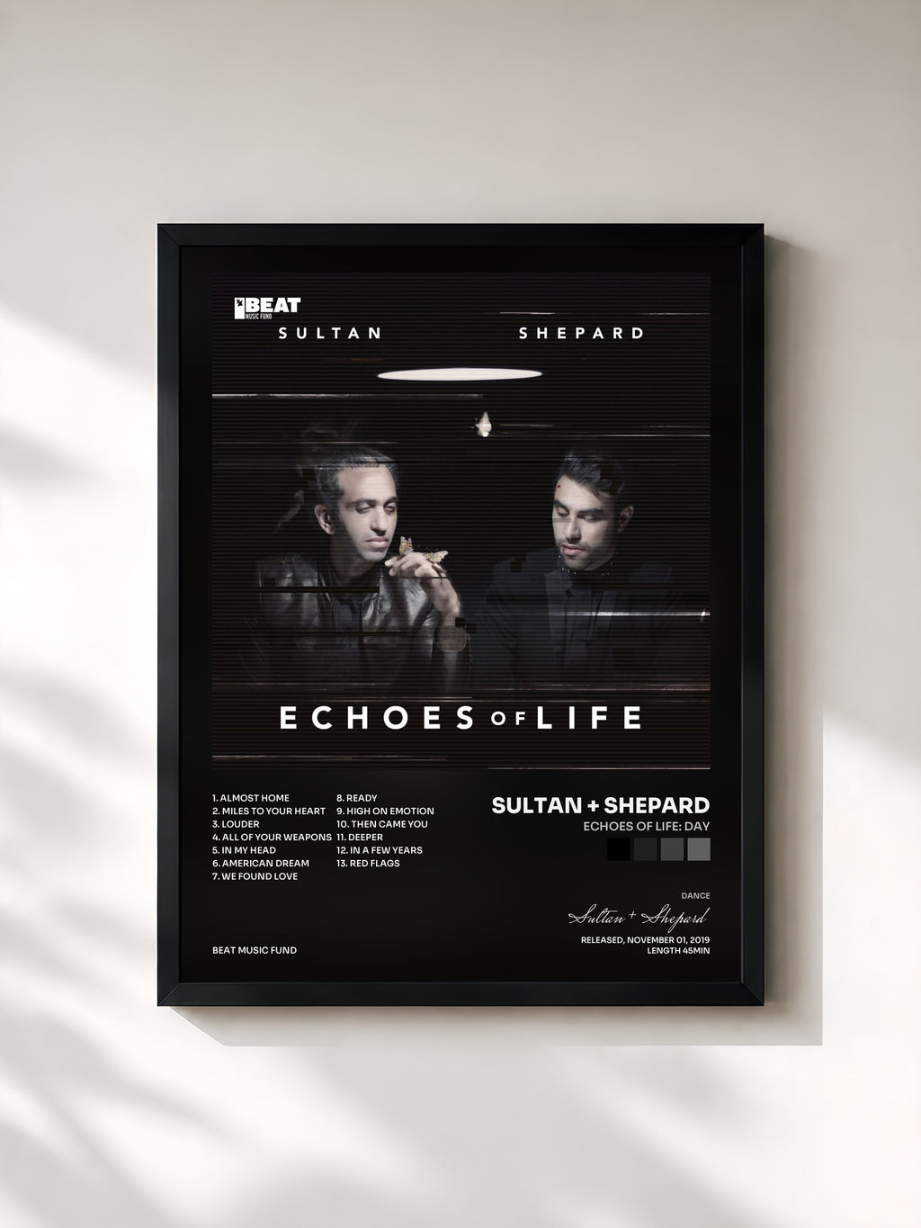 #noir Tableau de l'album Echoes Of Life: Day de Sultan + Shepard, cadre noir, imprimé et encadré en France