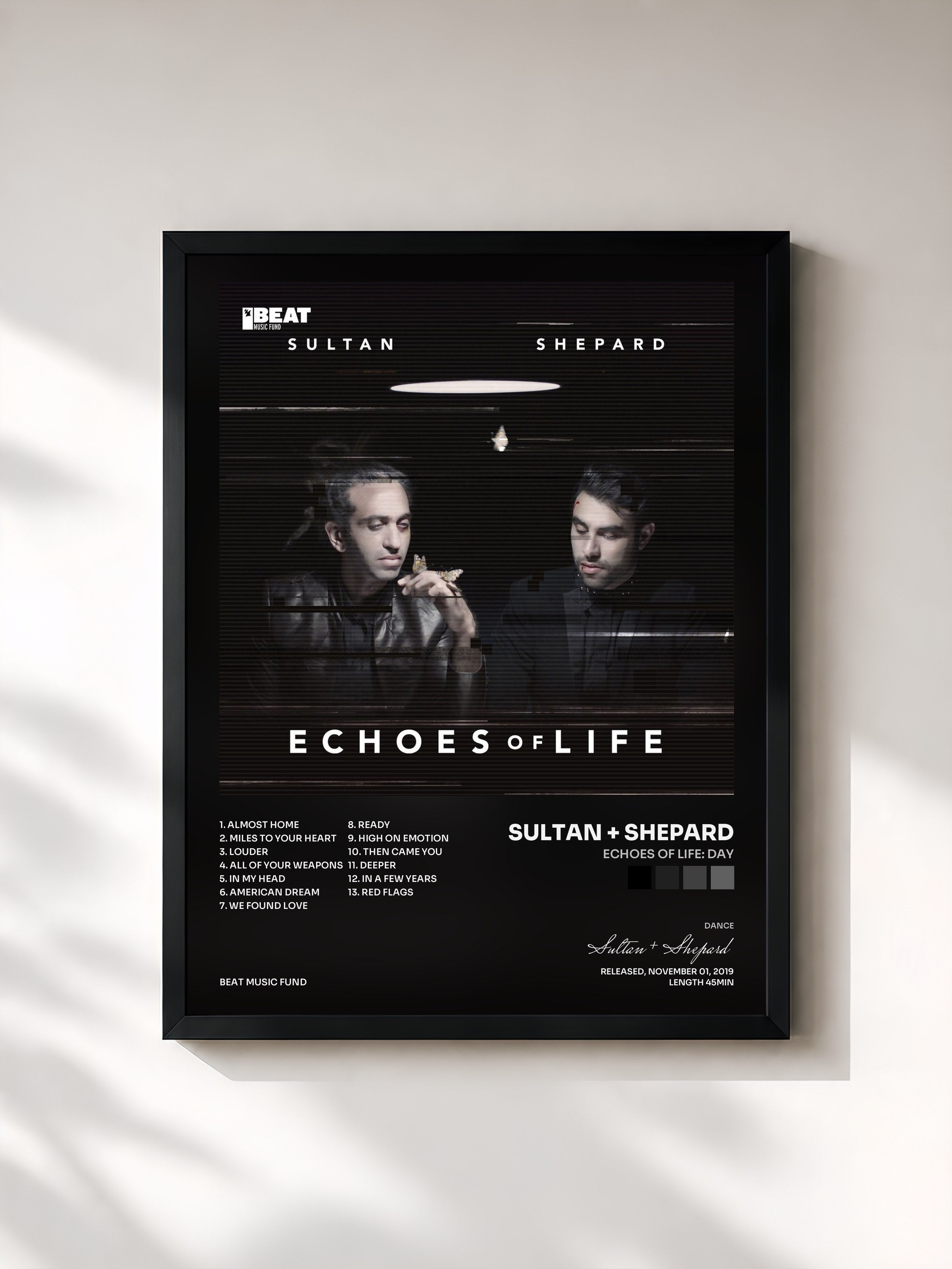 #noir Tableau de l'album Echoes Of Life: Day de Sultan + Shepard, cadre noir, imprimé et encadré en France