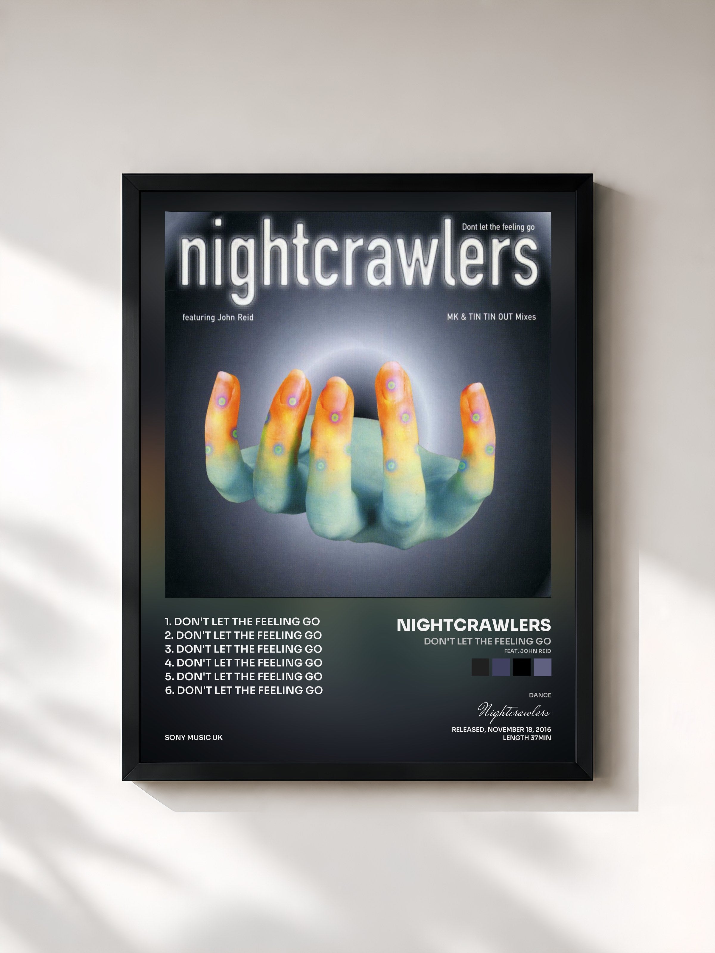 #noir Tableau de l'album Don't Let the Feeling Go (feat. John Reid) de Nightcrawlers, cadre noir, imprimé et encadré en France