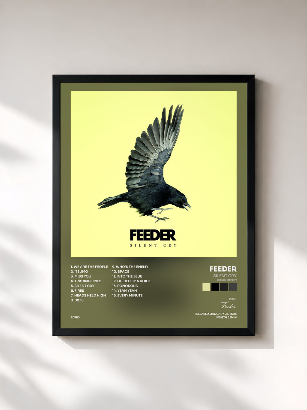 #noir Tableau de l'album Silent Cry (Deluxe Edition) de Feeder, cadre noir, imprimé et encadré en France