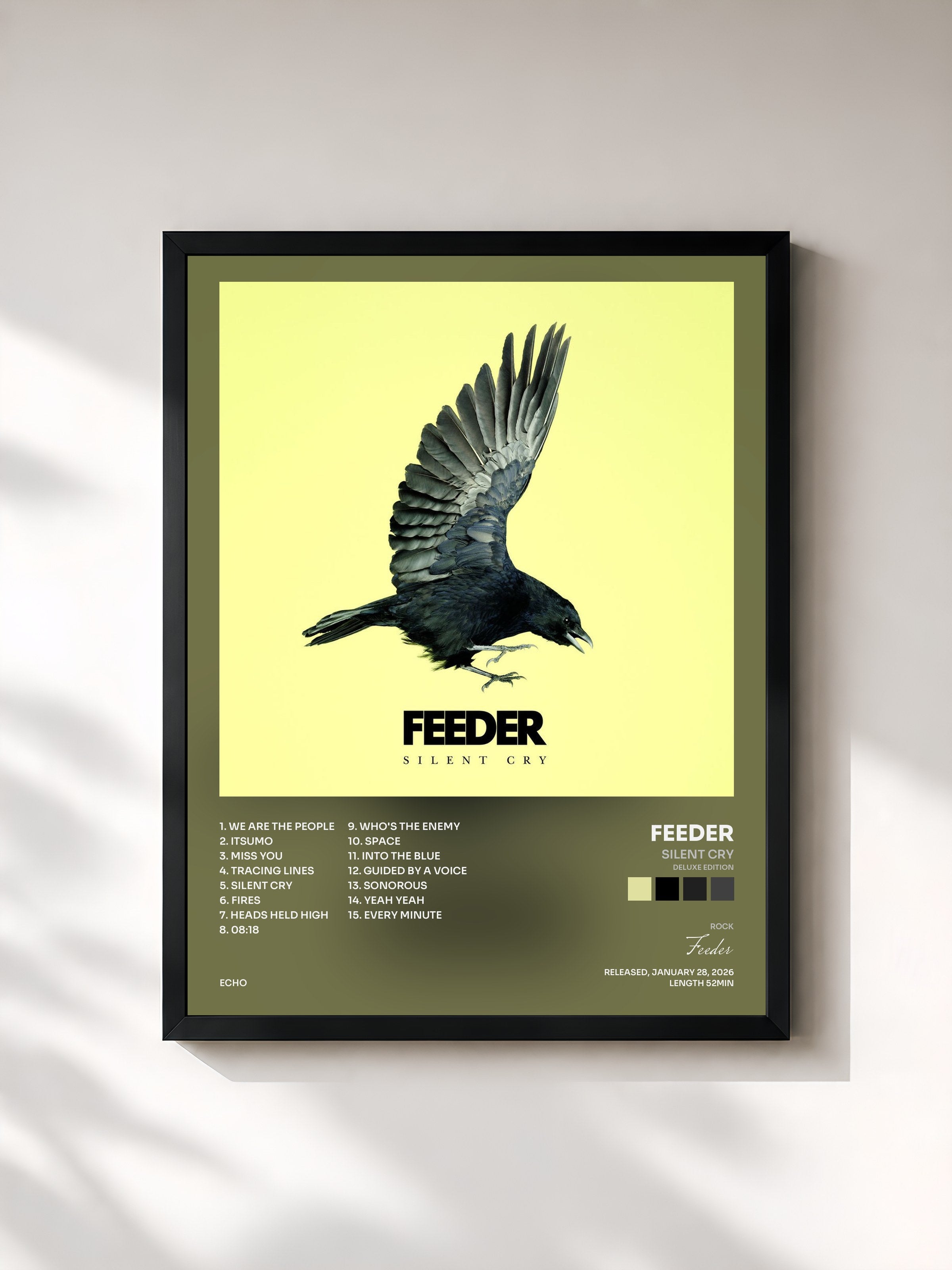 #noir Tableau de l'album Silent Cry (Deluxe Edition) de Feeder, cadre noir, imprimé et encadré en France