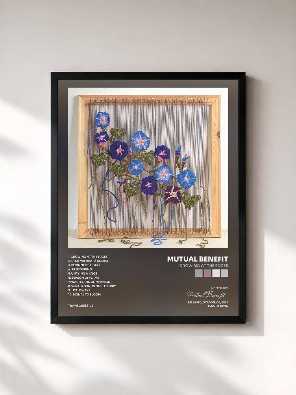 #noir Tableau de l'album Growing at the Edges de Mutual Benefit, cadre noir, imprimé et encadré en France
