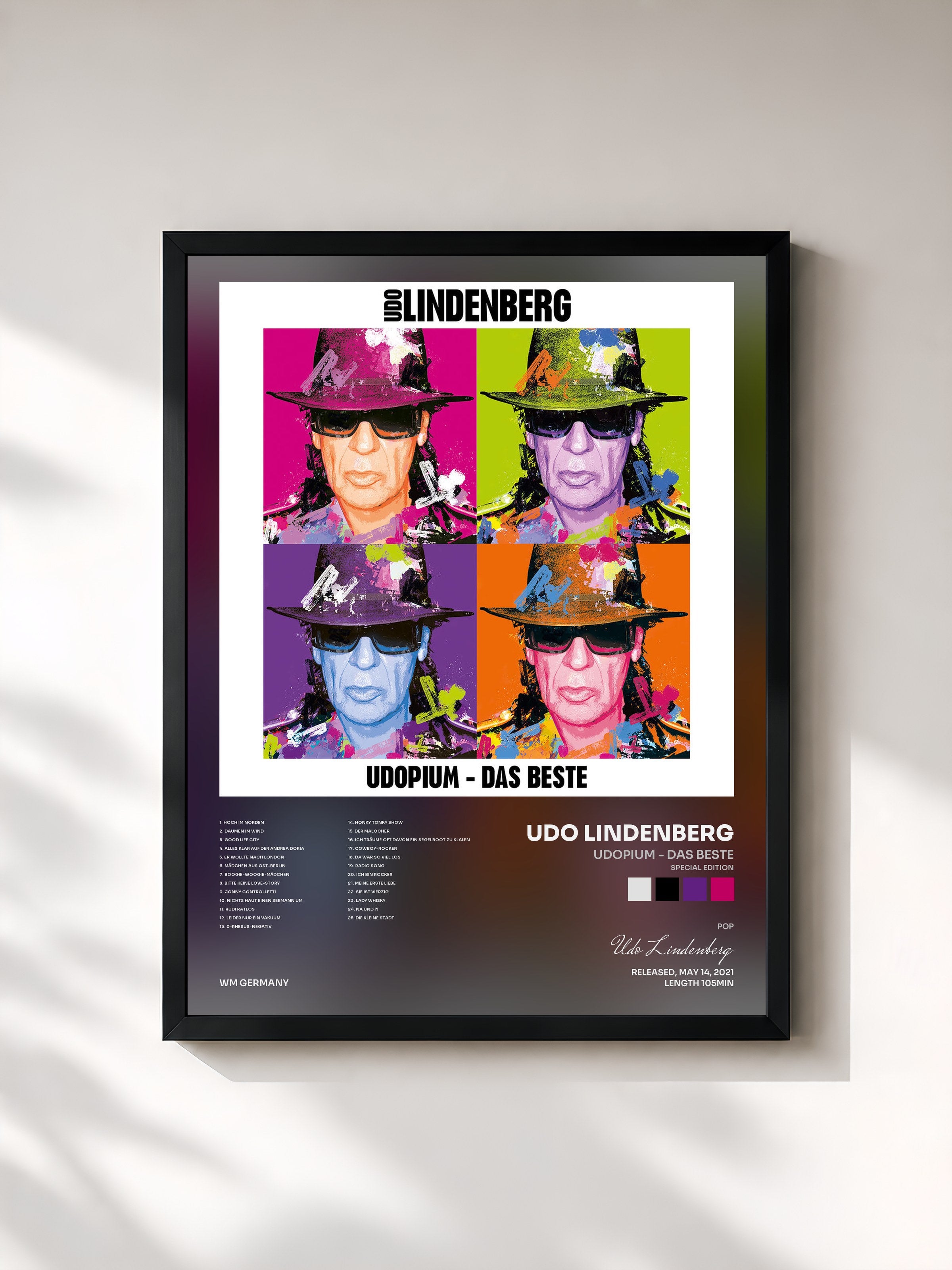 #noir Tableau de l'album UDOPIUM - Das Beste (Special Edition) de Udo Lindenberg, cadre noir, imprimé et encadré en France