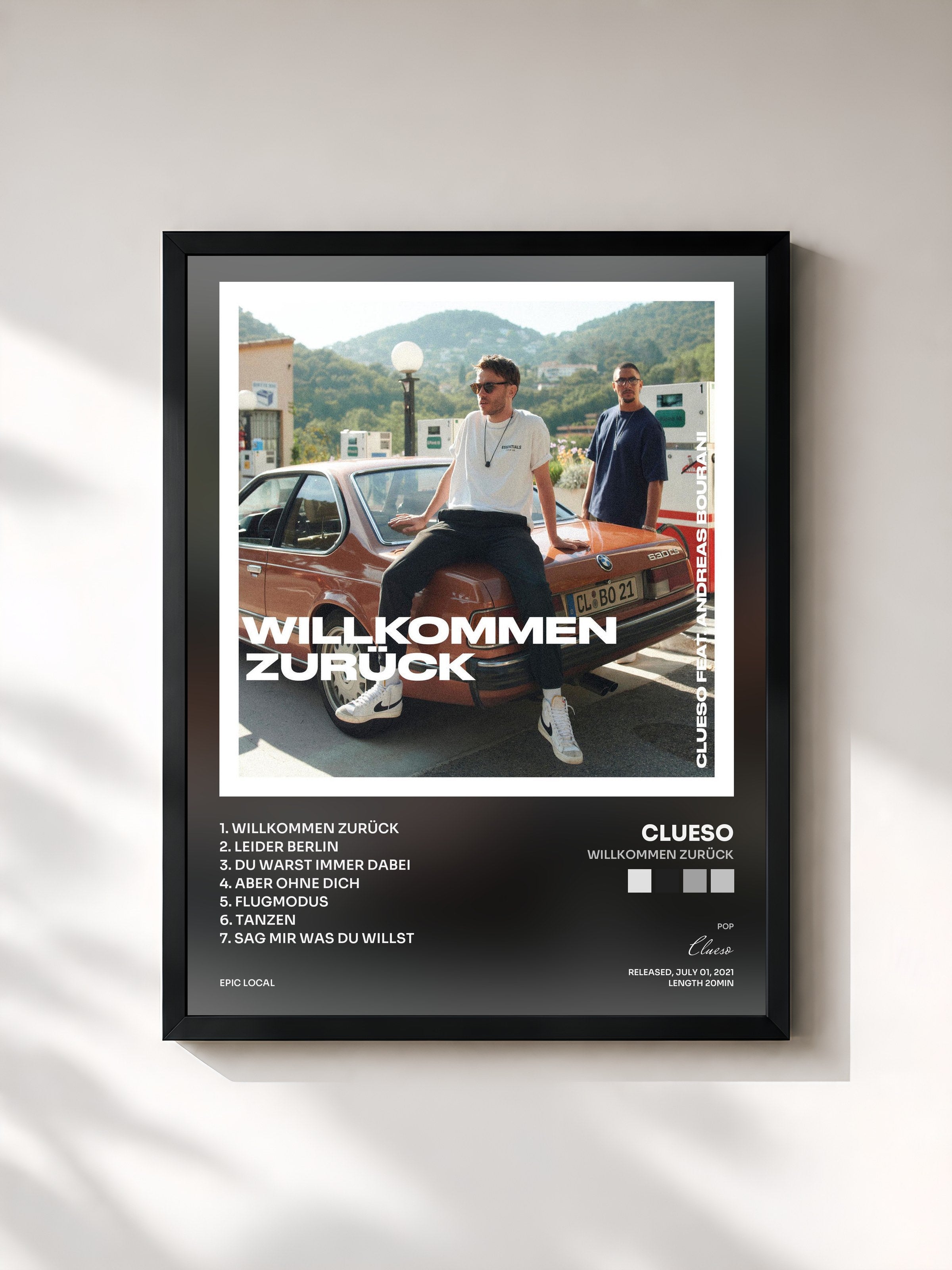 #noir Tableau de l'album Willkommen Zurück de Clueso, cadre noir, imprimé et encadré en France