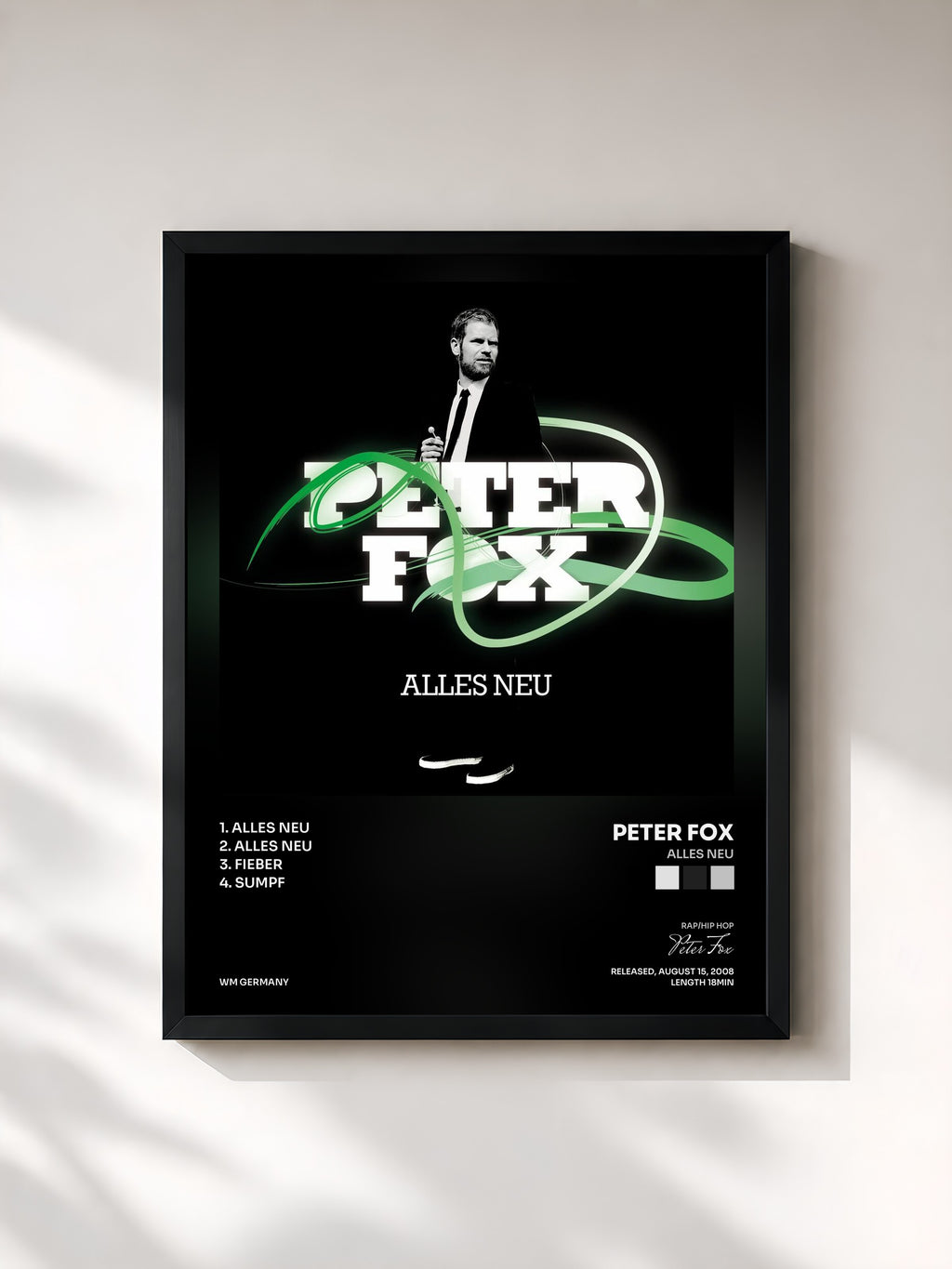 #noir Tableau de l'album Alles neu de Peter Fox, cadre noir, imprimé et encadré en France