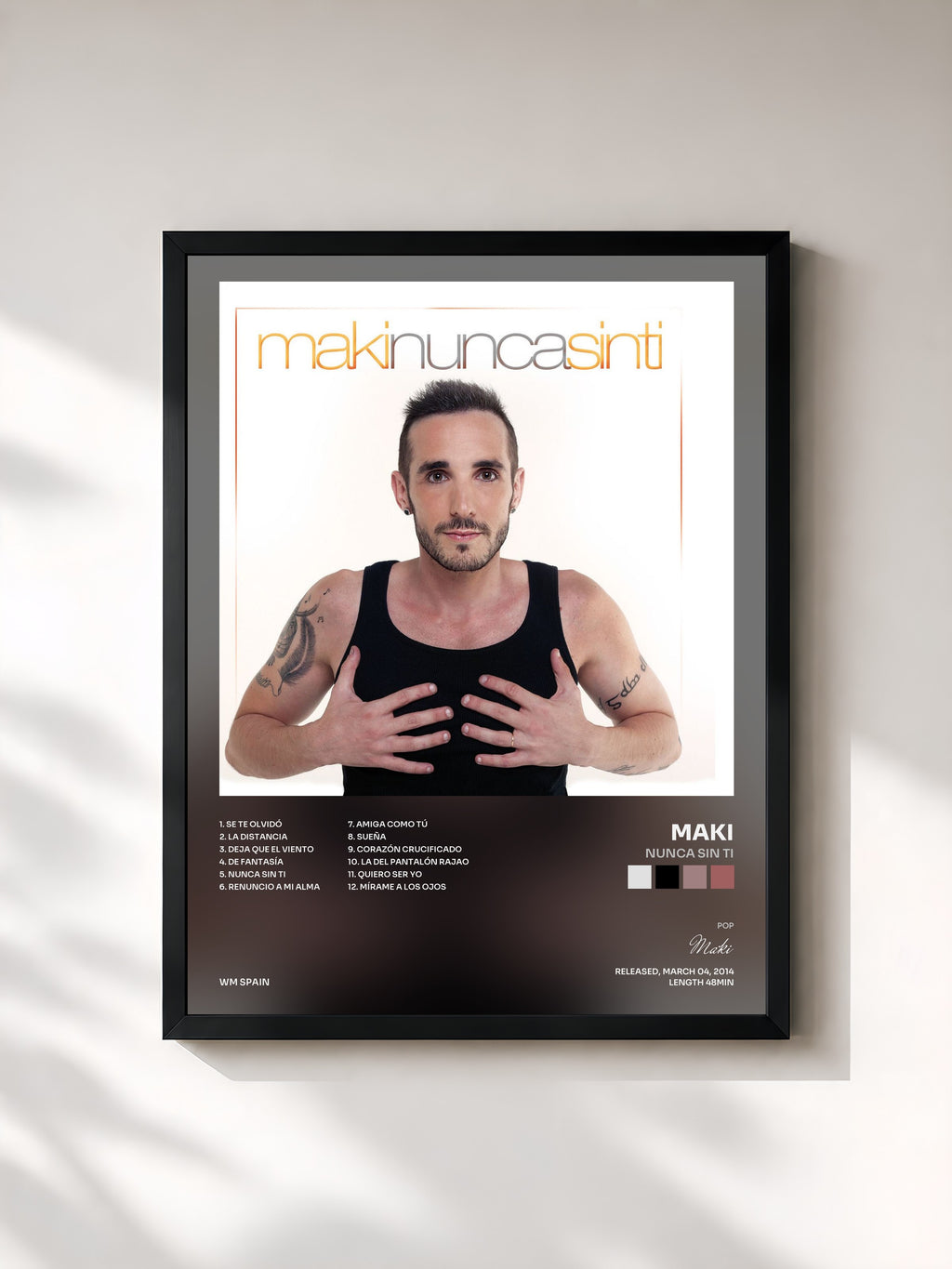#noir Tableau de l'album Nunca sin ti de Maki, cadre noir, imprimé et encadré en France