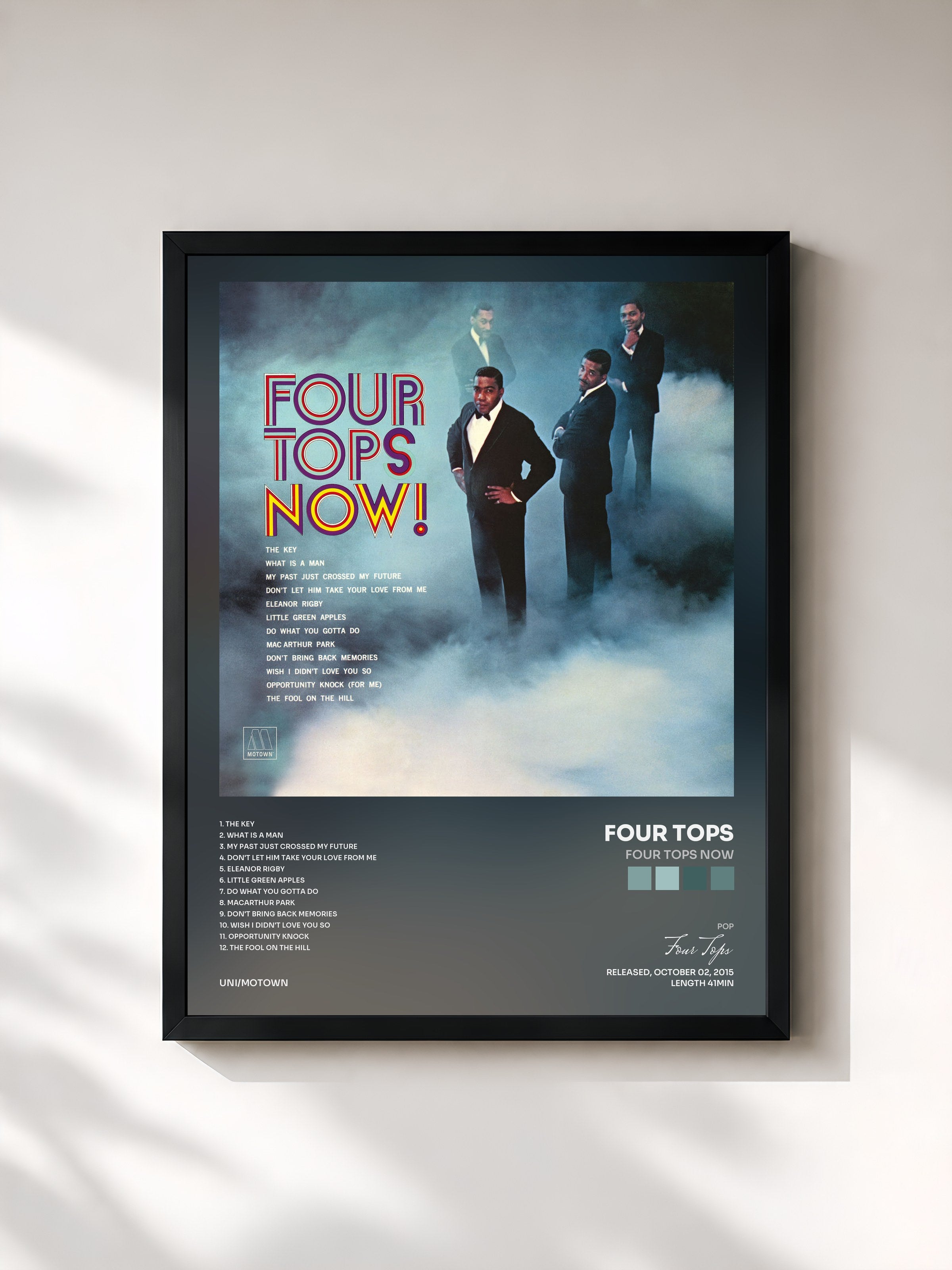 #noir Tableau de l'album Four Tops Now de Four Tops, cadre noir, imprimé et encadré en France