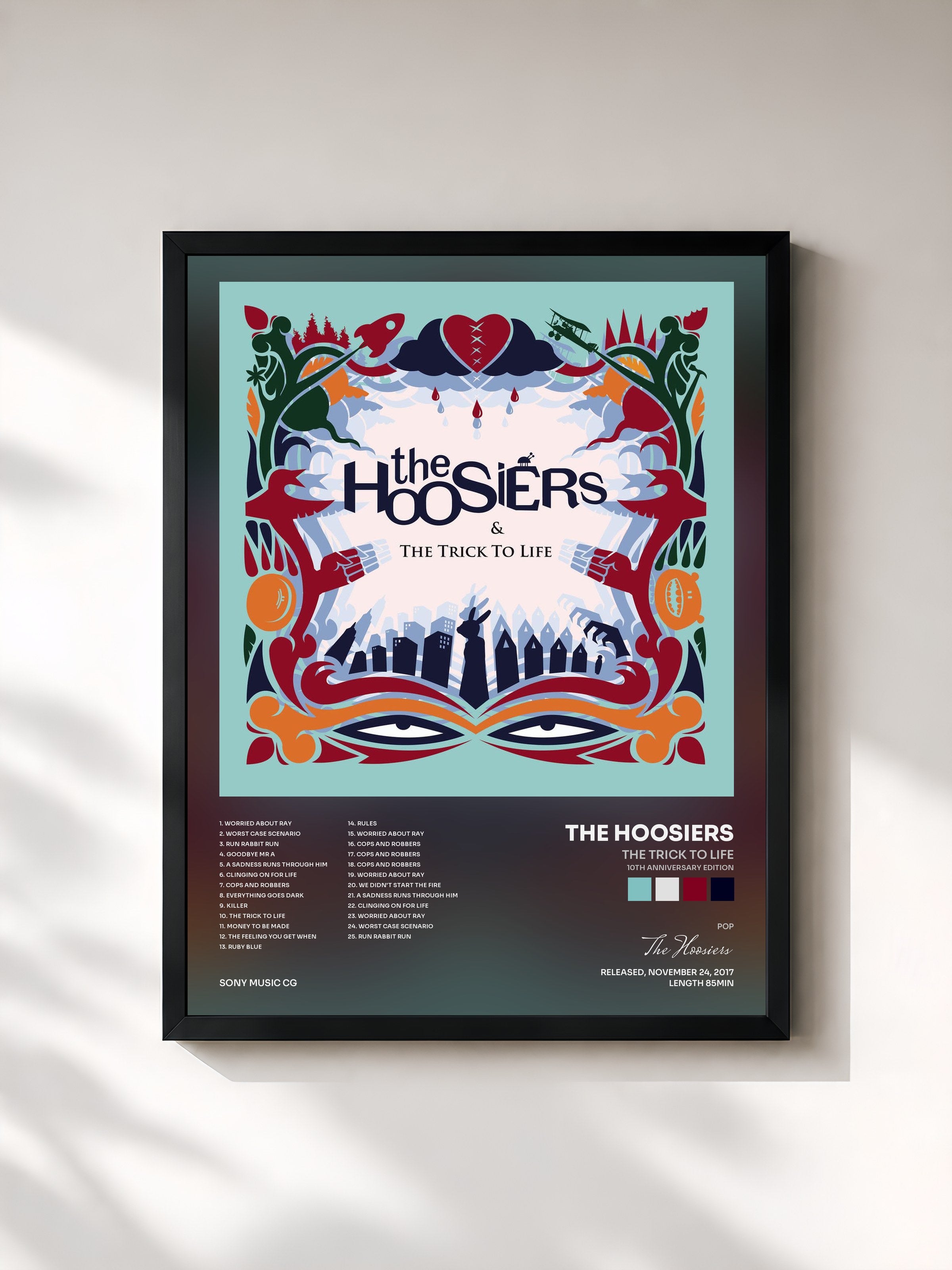 #noir Tableau de l'album The Trick to Life (10th Anniversary Edition) de The Hoosiers, cadre noir, imprimé et encadré en France