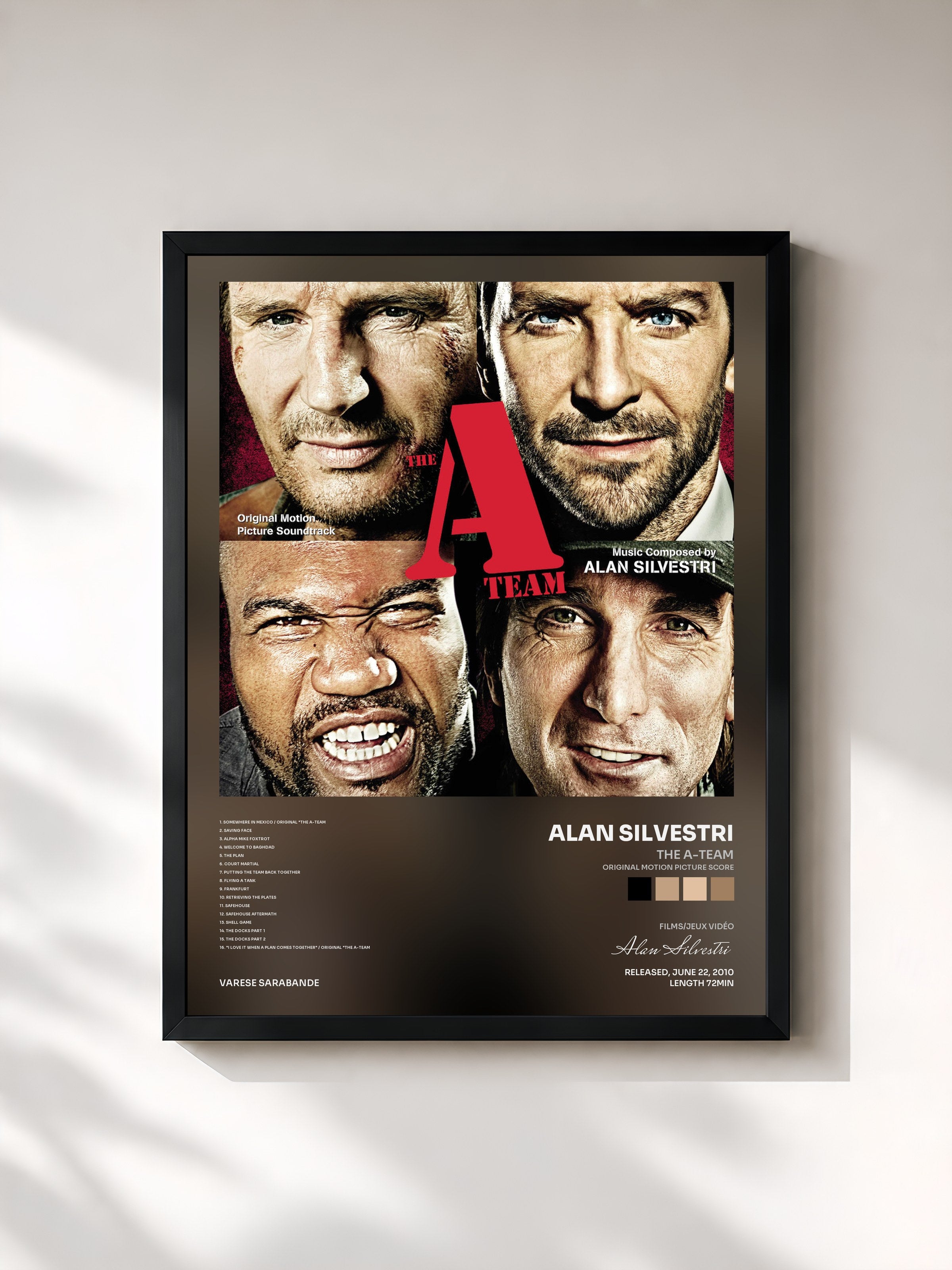 #noir Tableau de l'album The A-Team (Original Motion Picture Score) de Alan Silvestri, cadre noir, imprimé et encadré en France