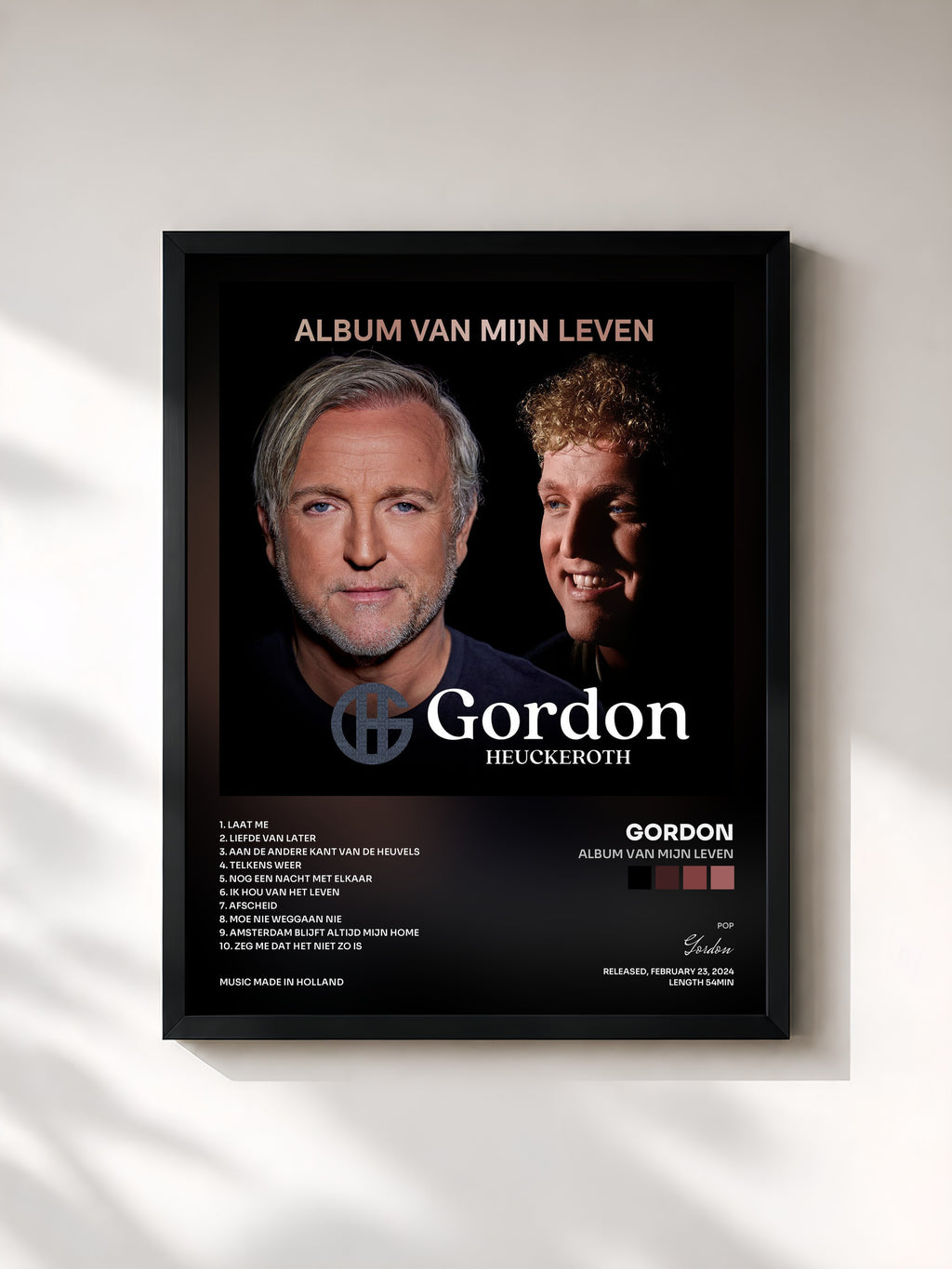 #noir Tableau de l'album ALBUM VAN MIJN LEVEN de Gordon, cadre noir, imprimé et encadré en France