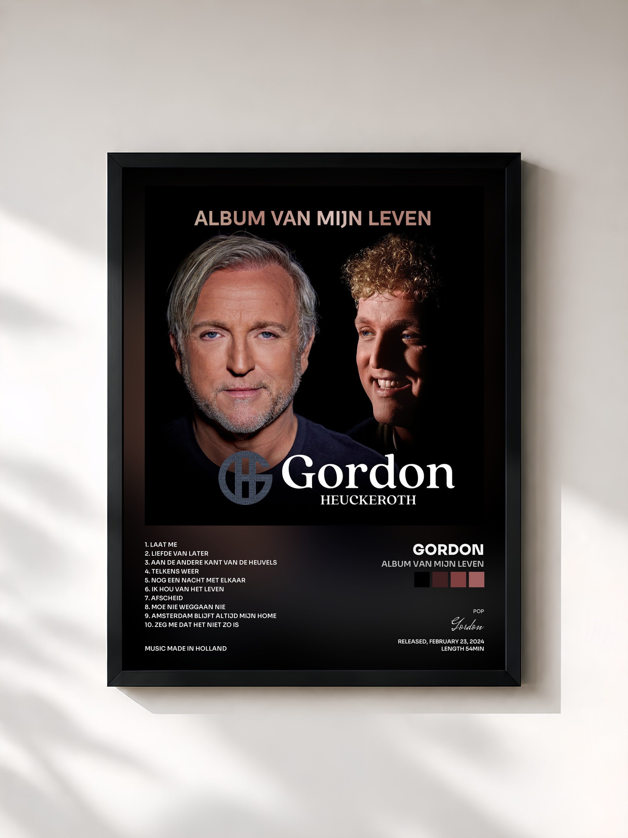 #noir Tableau de l'album ALBUM VAN MIJN LEVEN de Gordon, cadre noir, imprimé et encadré en France