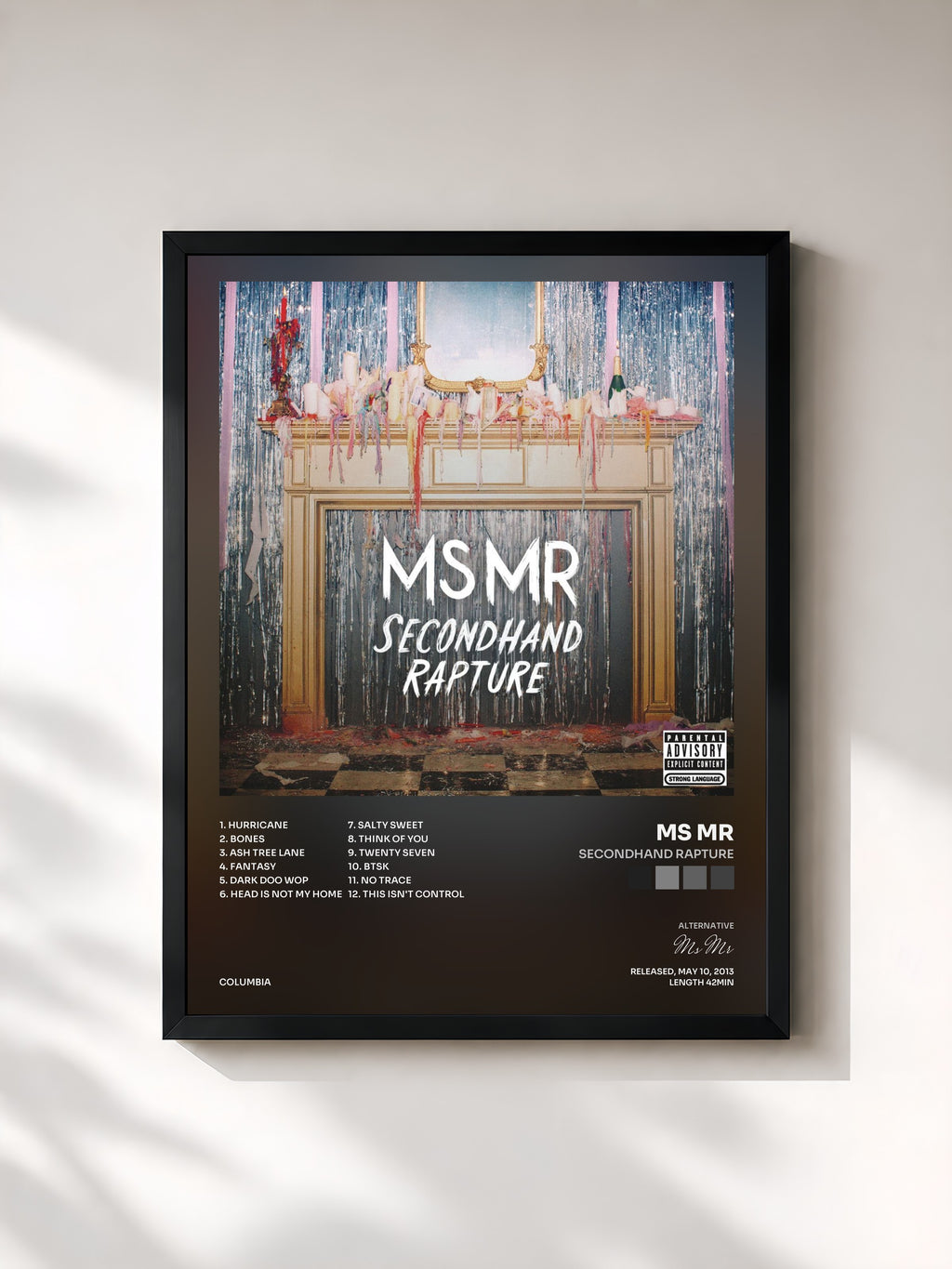 #noir Tableau de l'album Secondhand Rapture de Ms Mr, cadre noir, imprimé et encadré en France