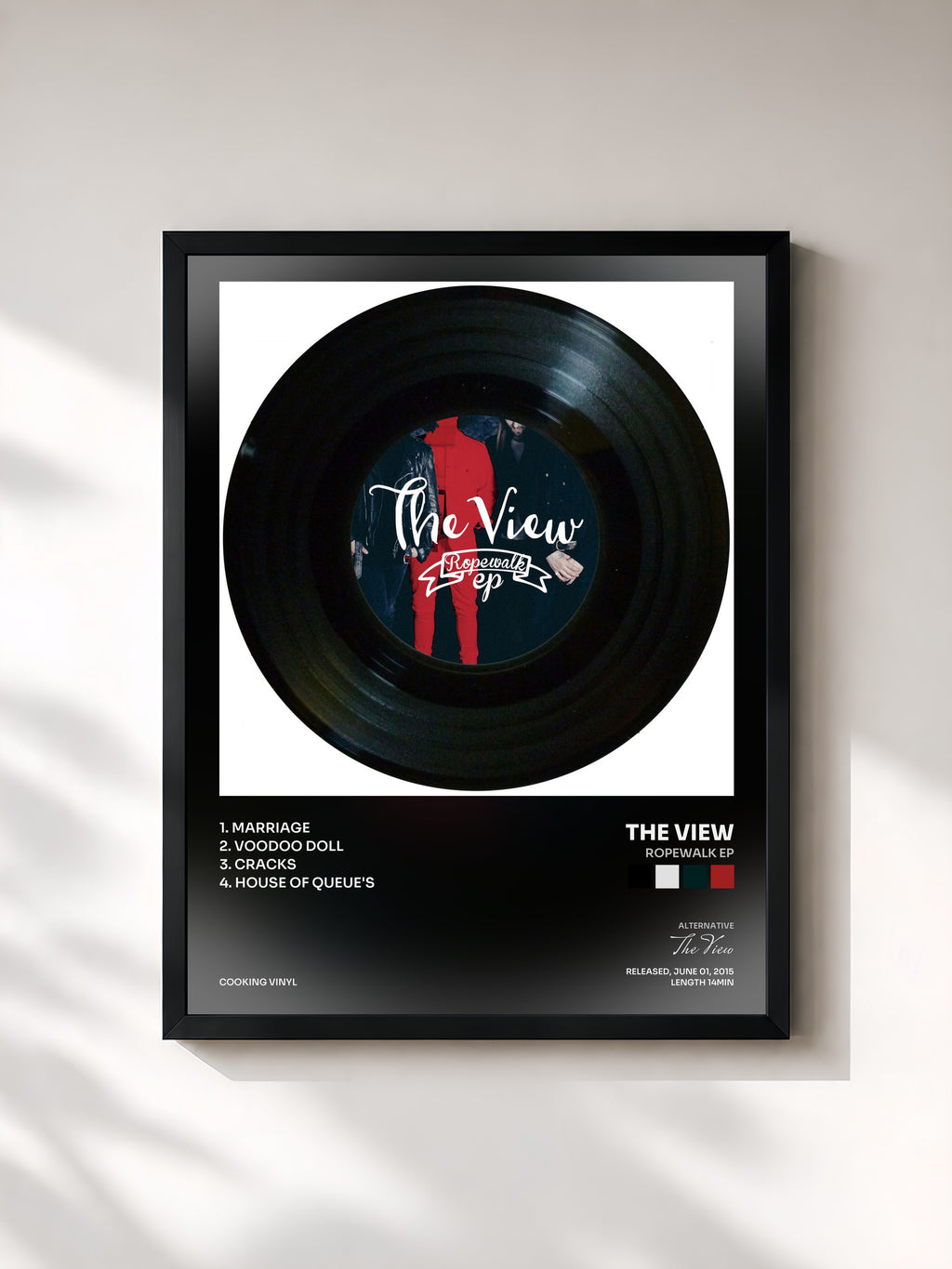 #noir Tableau de l'album Ropewalk EP de The View, cadre noir, imprimé et encadré en France