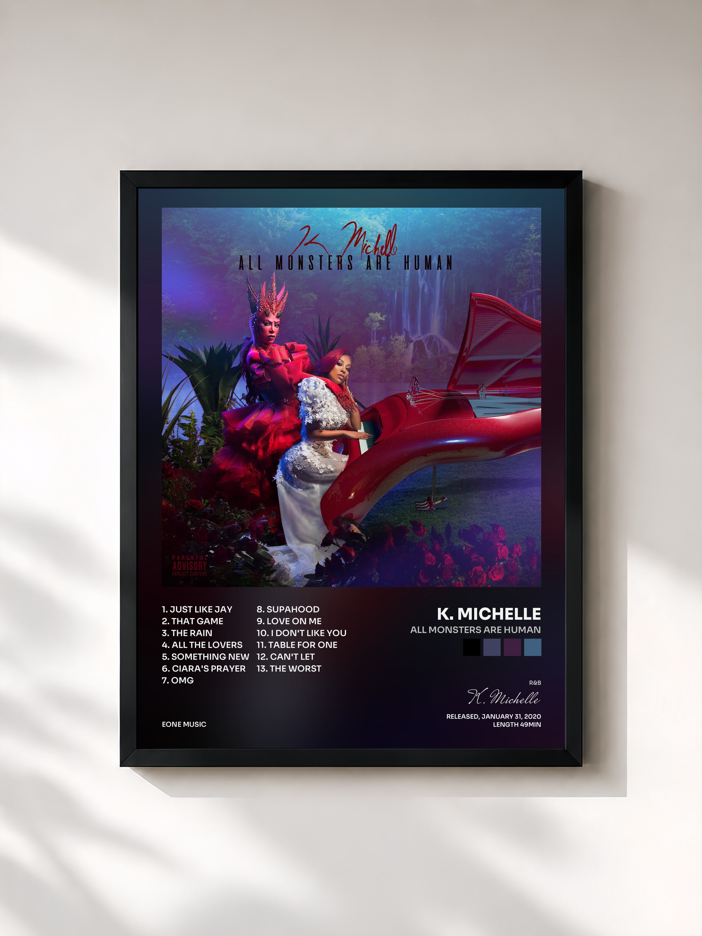 #noir Tableau de l'album All Monsters Are Human de K. Michelle, cadre noir, imprimé et encadré en France