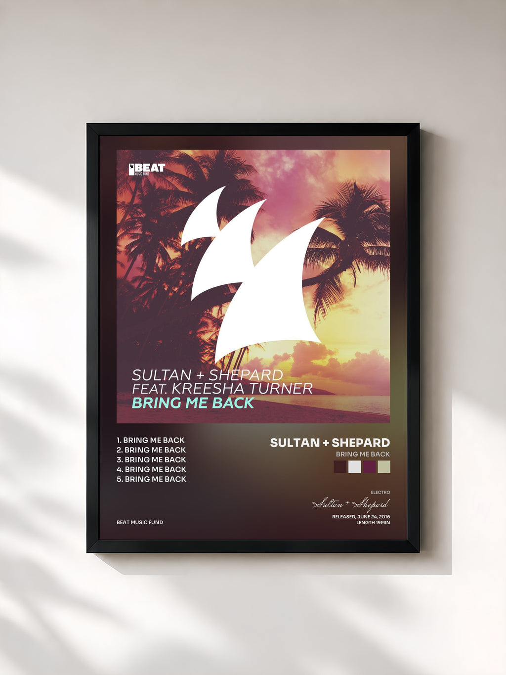 #noir Tableau de l'album Bring Me Back de Sultan + Shepard, cadre noir, imprimé et encadré en France