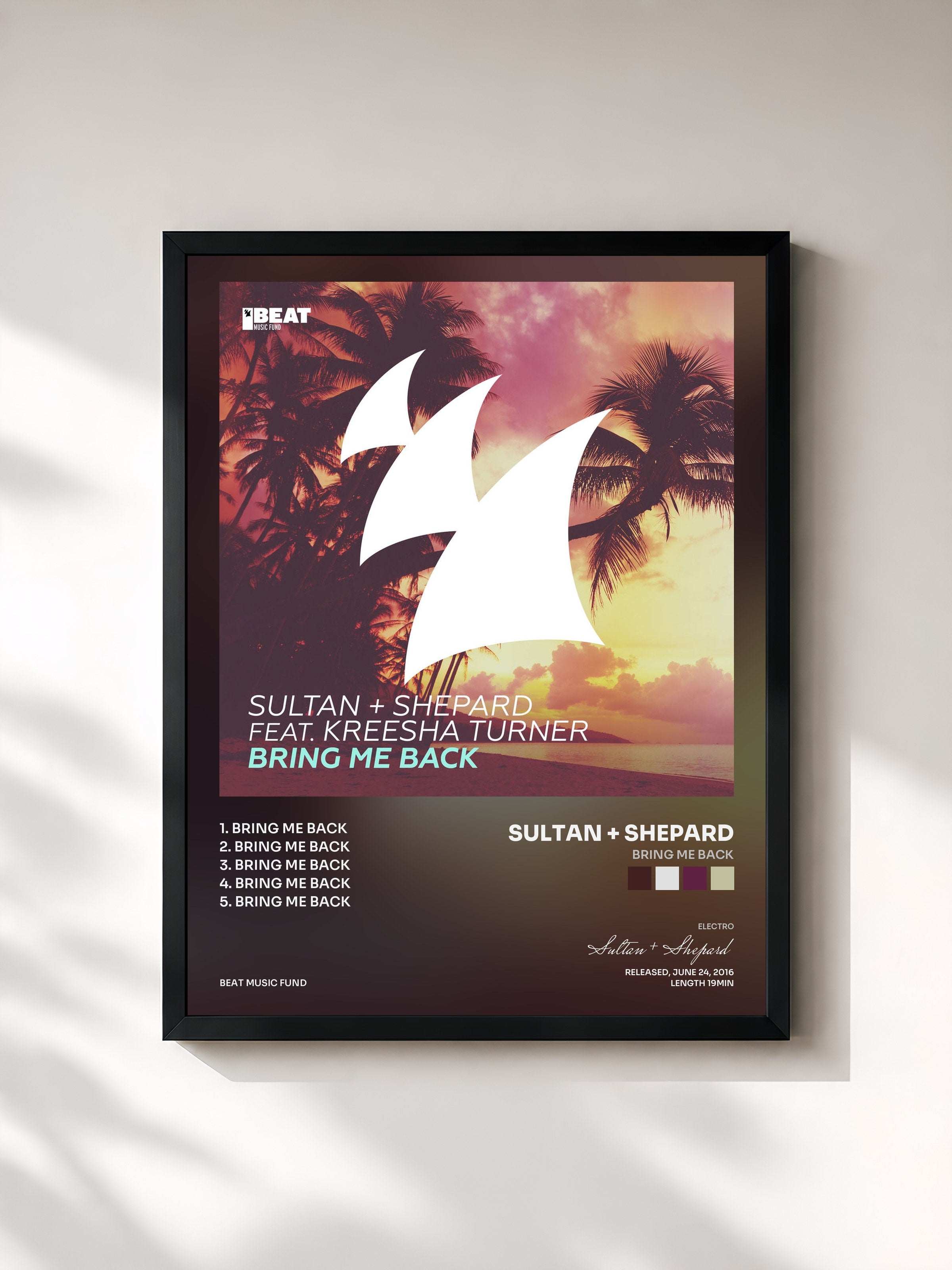 #noir Tableau de l'album Bring Me Back de Sultan + Shepard, cadre noir, imprimé et encadré en France