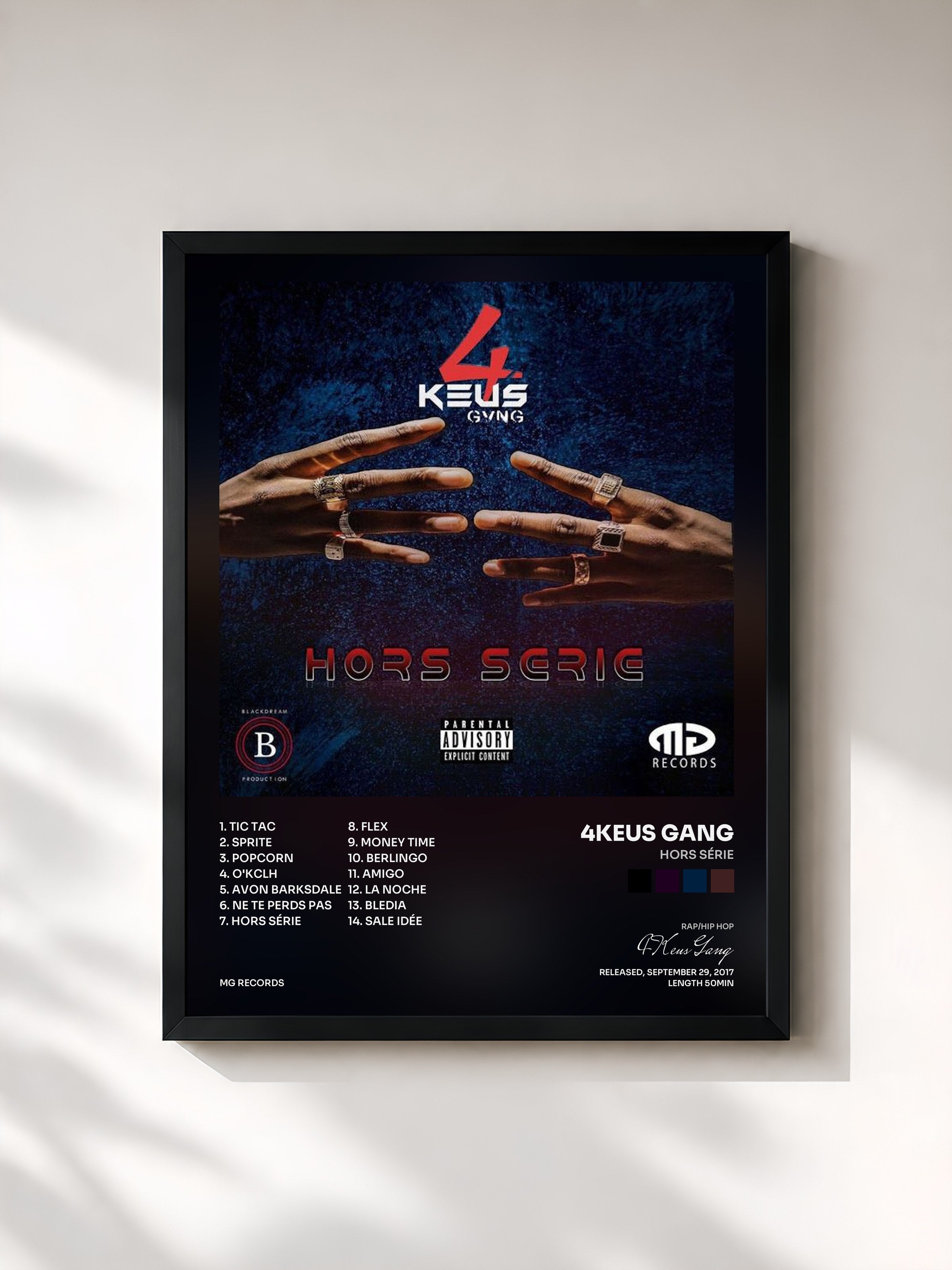 #noir Tableau de l'album Hors Série de 4Keus Gang, cadre noir, imprimé et encadré en France