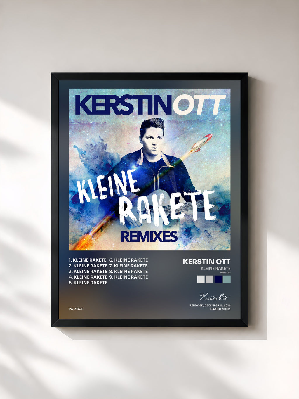 #noir Tableau de l'album Kleine Rakete (Remixes) de Kerstin Ott, cadre noir, imprimé et encadré en France