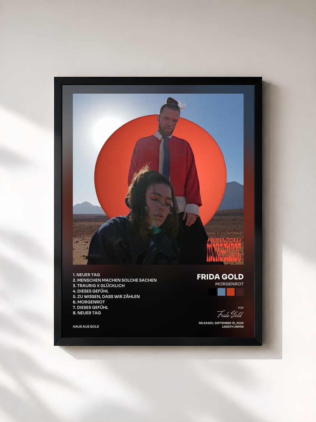 #noir Tableau de l'album Morgenrot de Frida Gold, cadre noir, imprimé et encadré en France