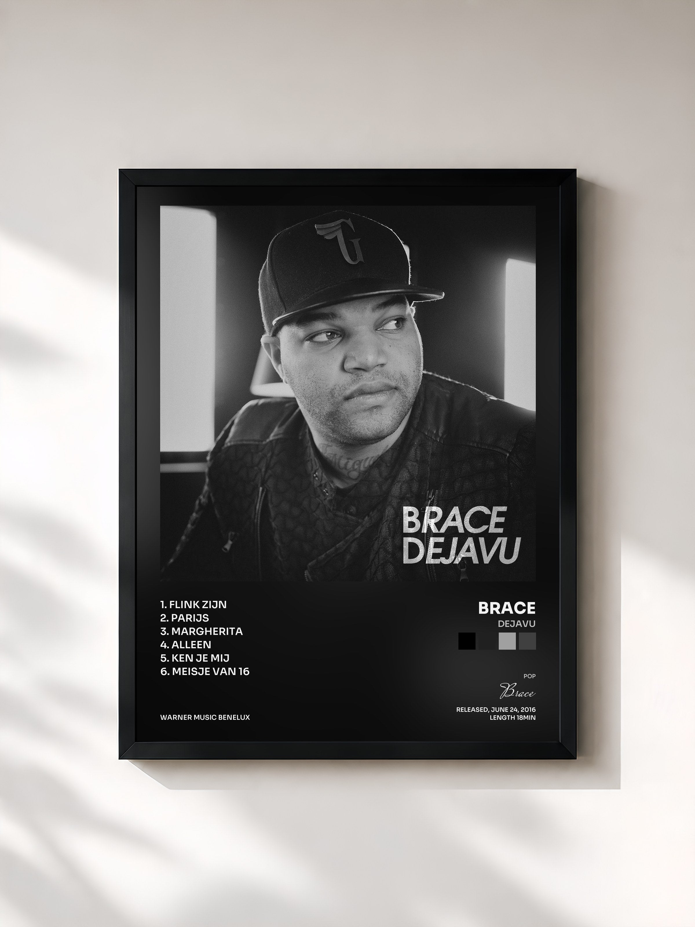 #noir Tableau de l'album Dejavu de Brace, cadre noir, imprimé et encadré en France