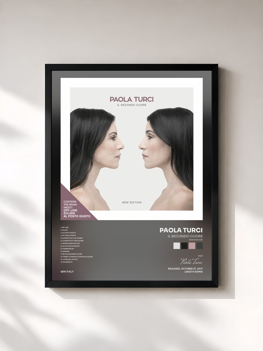 #noir Tableau de l'album Il secondo cuore (New Edition) de Paola Turci, cadre noir, imprimé et encadré en France
