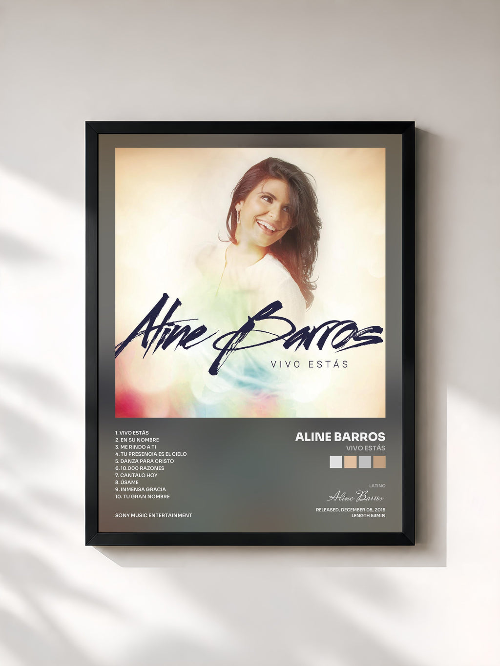 #noir Tableau de l'album Vivo Estás de Aline Barros, cadre noir, imprimé et encadré en France