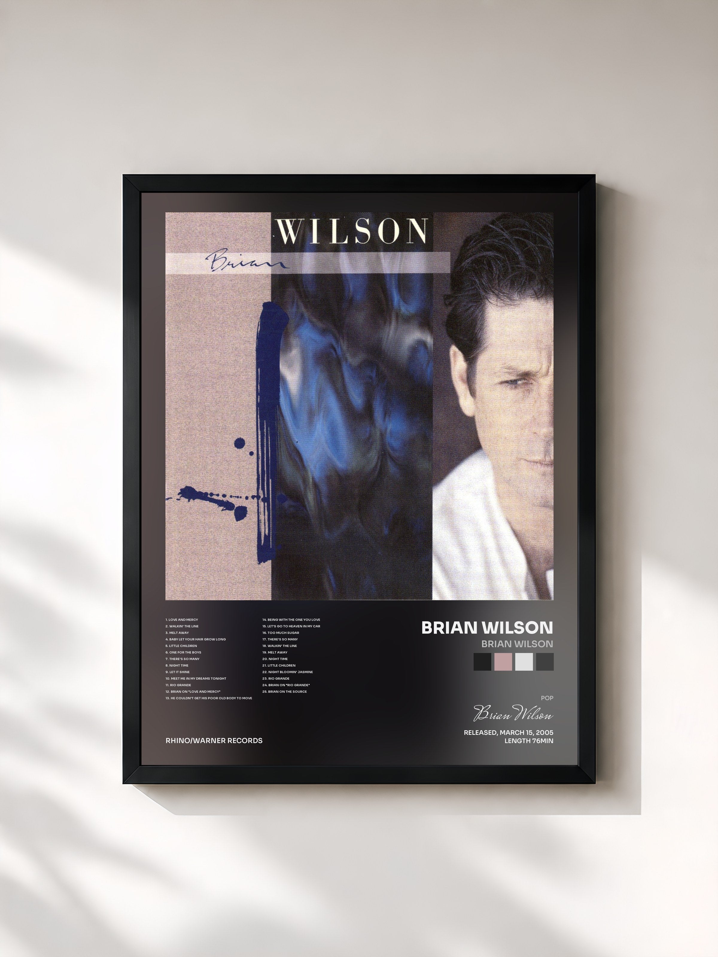 #noir Tableau de l'album Brian Wilson de Brian Wilson, cadre noir, imprimé et encadré en France