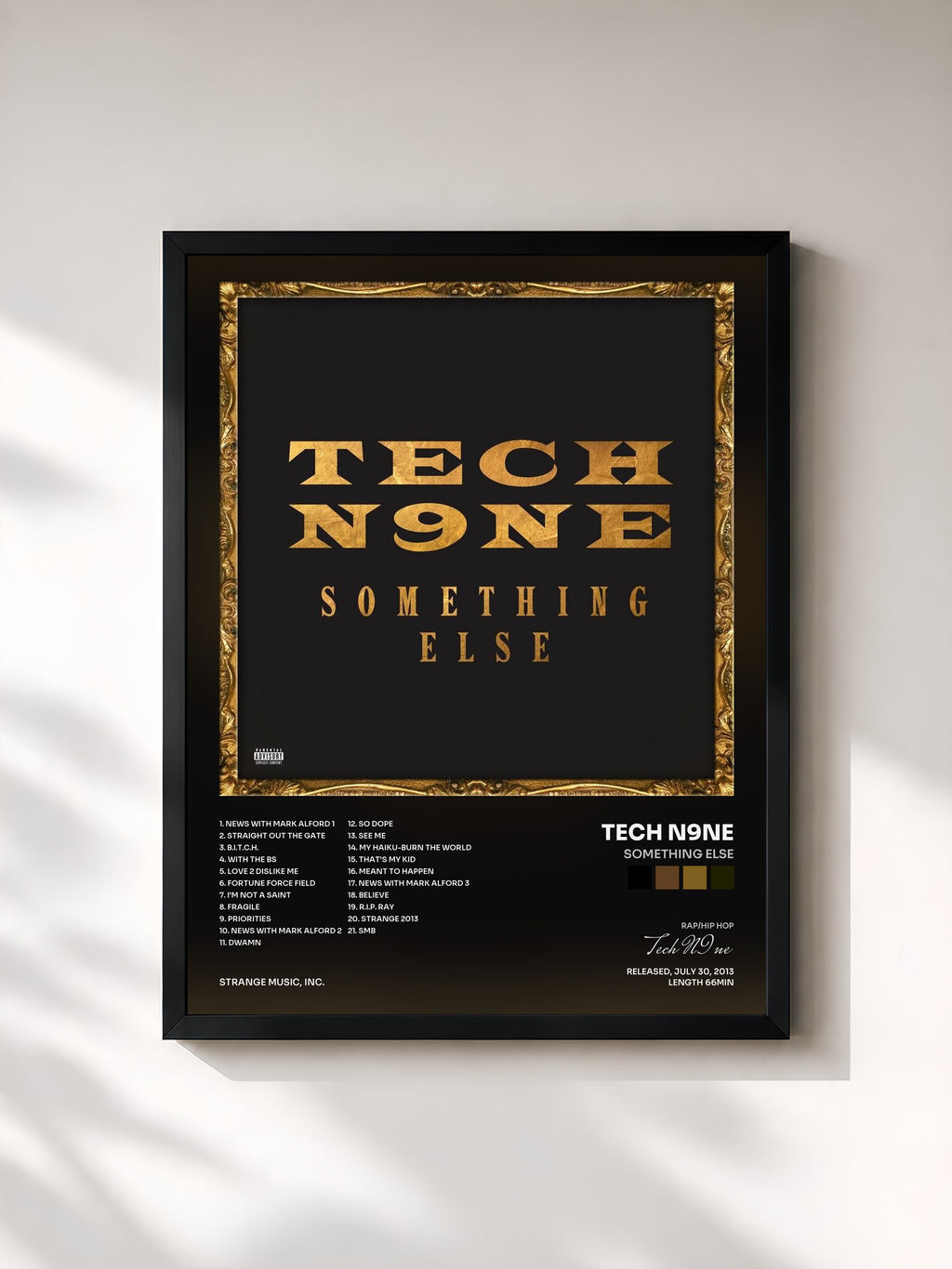 #noir Tableau de l'album Something Else de Tech N9ne, cadre noir, imprimé et encadré en France