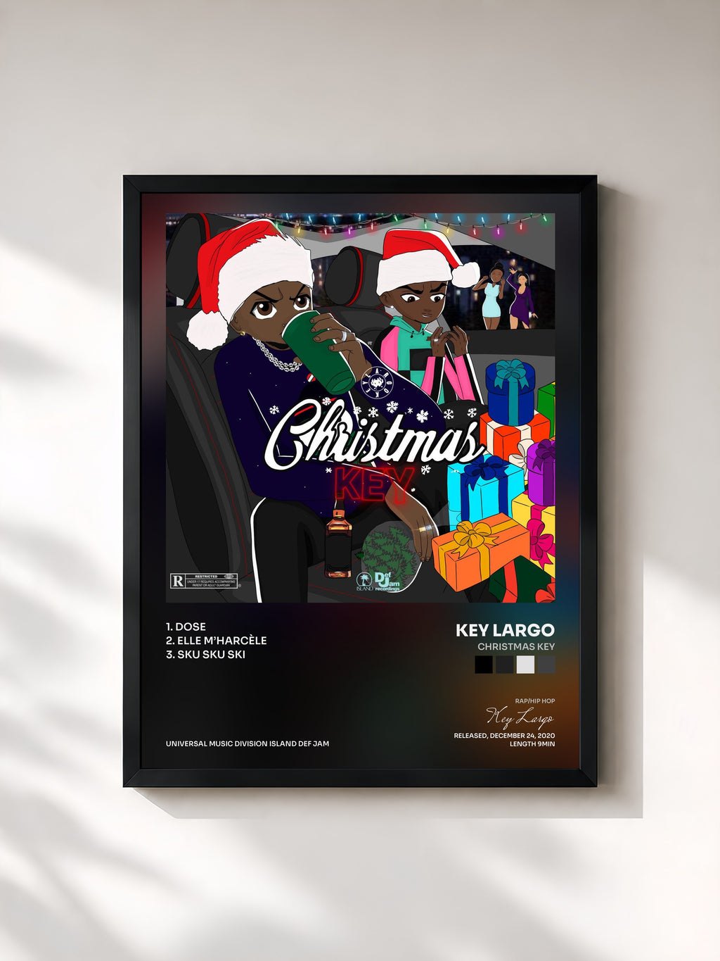 #noir Tableau de l'album Christmas Key de Key Largo, cadre noir, imprimé et encadré en France