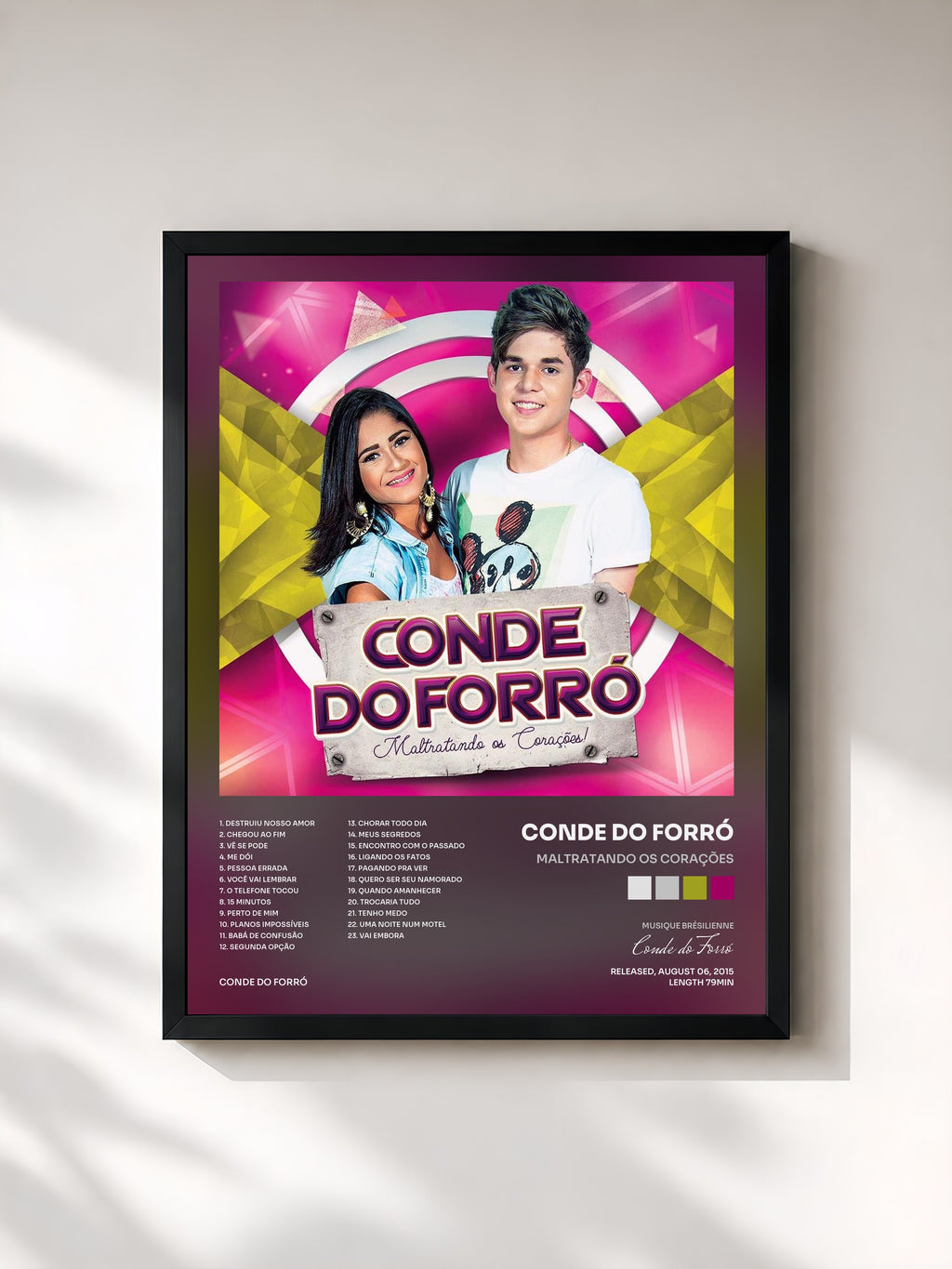 #noir Tableau de l'album Maltratando os Corações de Conde do Forró, cadre noir, imprimé et encadré en France