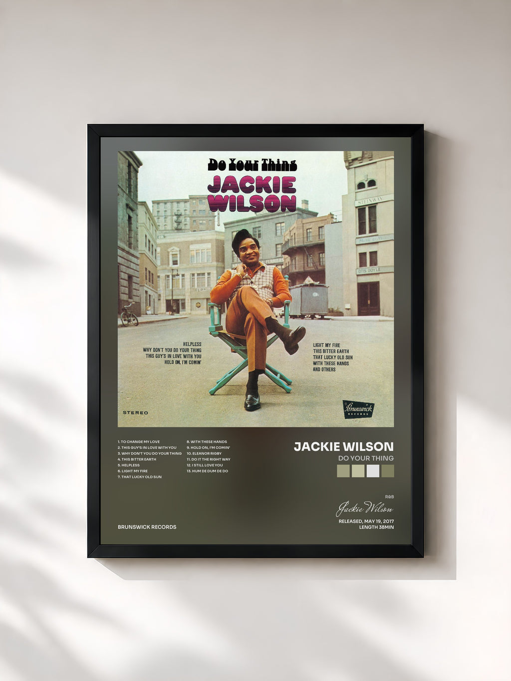 #noir Tableau de l'album Do Your Thing de Jackie Wilson, cadre noir, imprimé et encadré en France