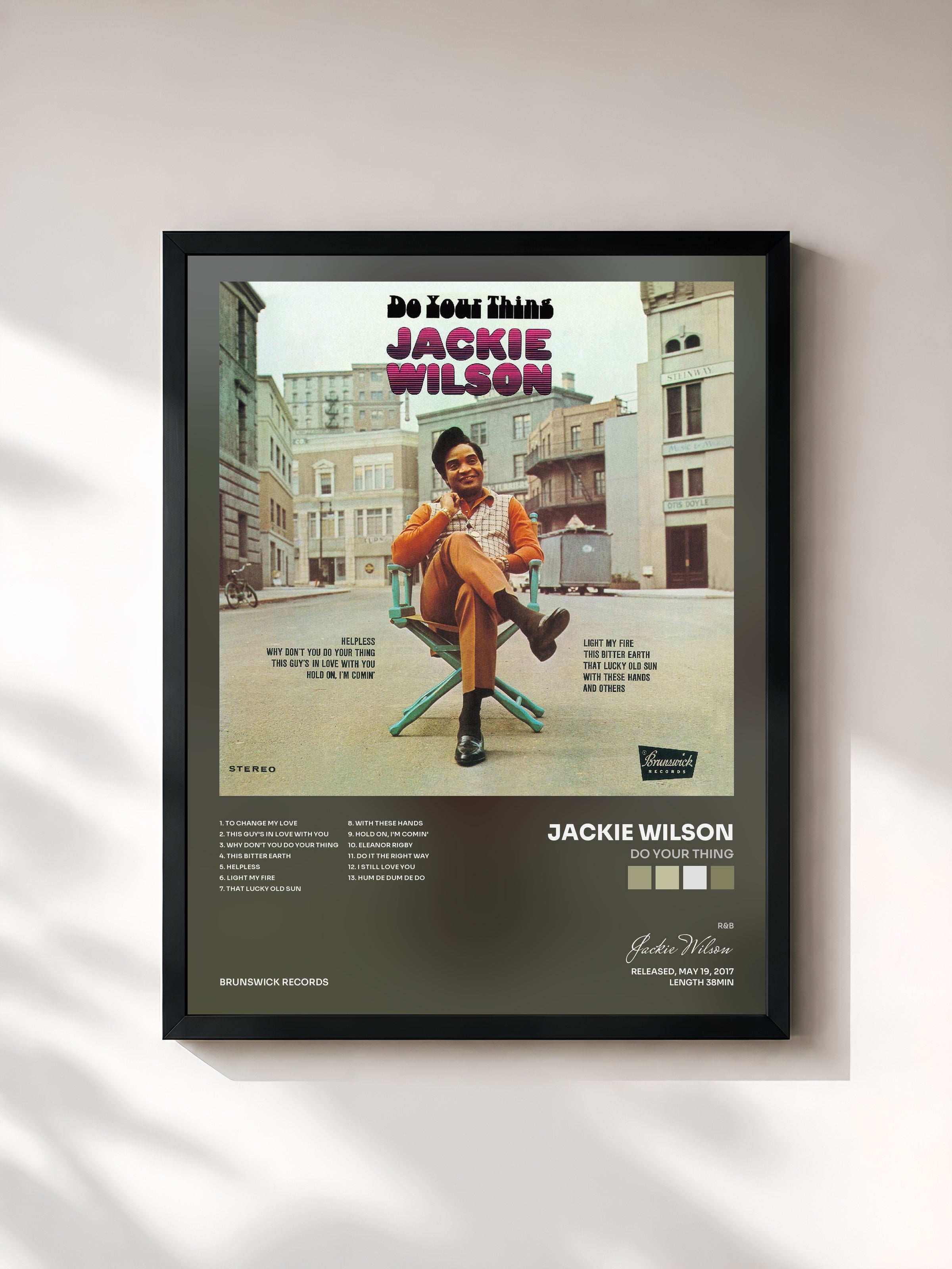 #noir Tableau de l'album Do Your Thing de Jackie Wilson, cadre noir, imprimé et encadré en France
